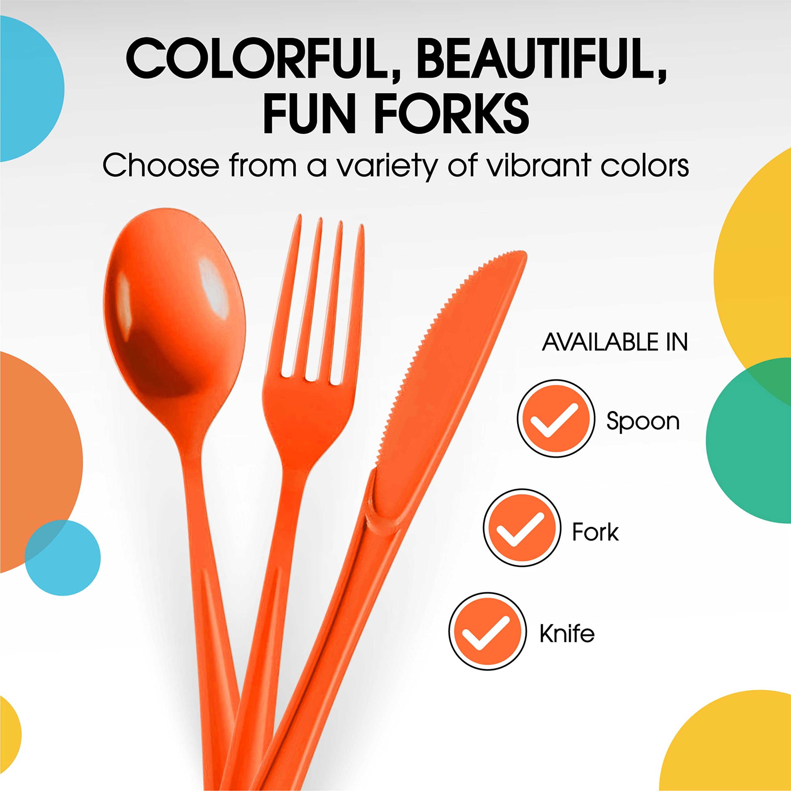 Heavy Duty Orange Plastic Forks | 1200 Count