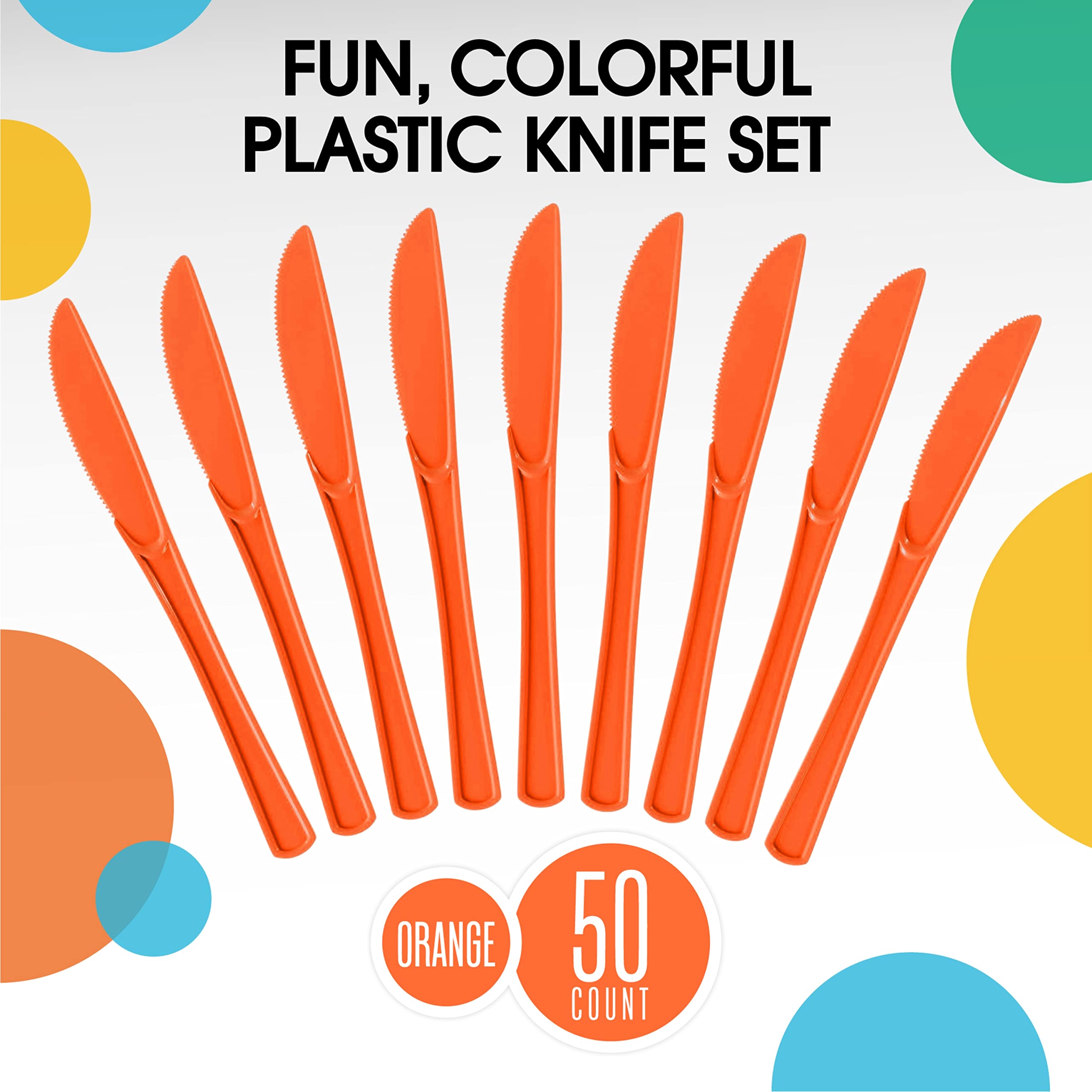 Heavy Duty Orange Plastic Knives | 1200 Count