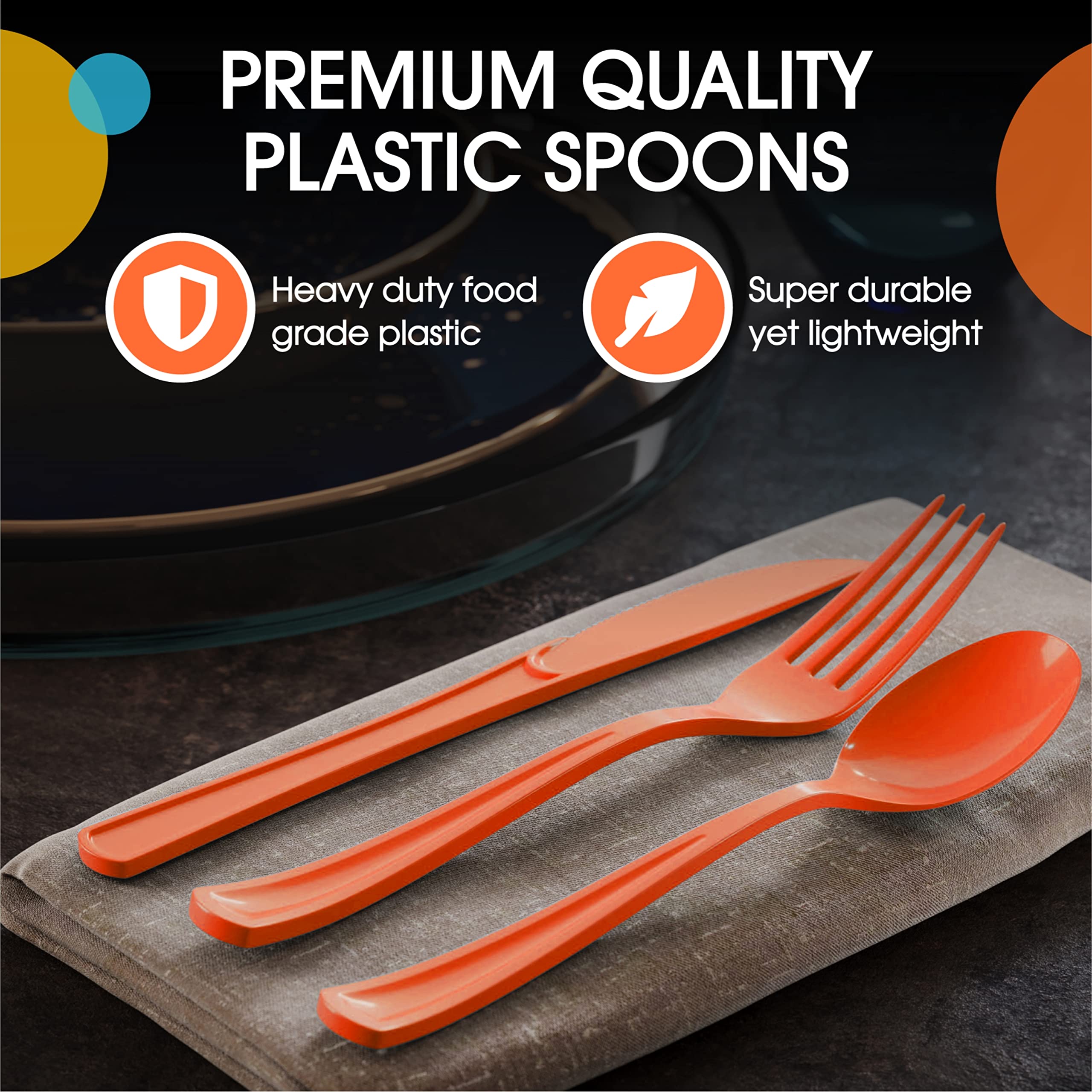 Heavy Duty Orange Plastic Spoons | 1200 Count