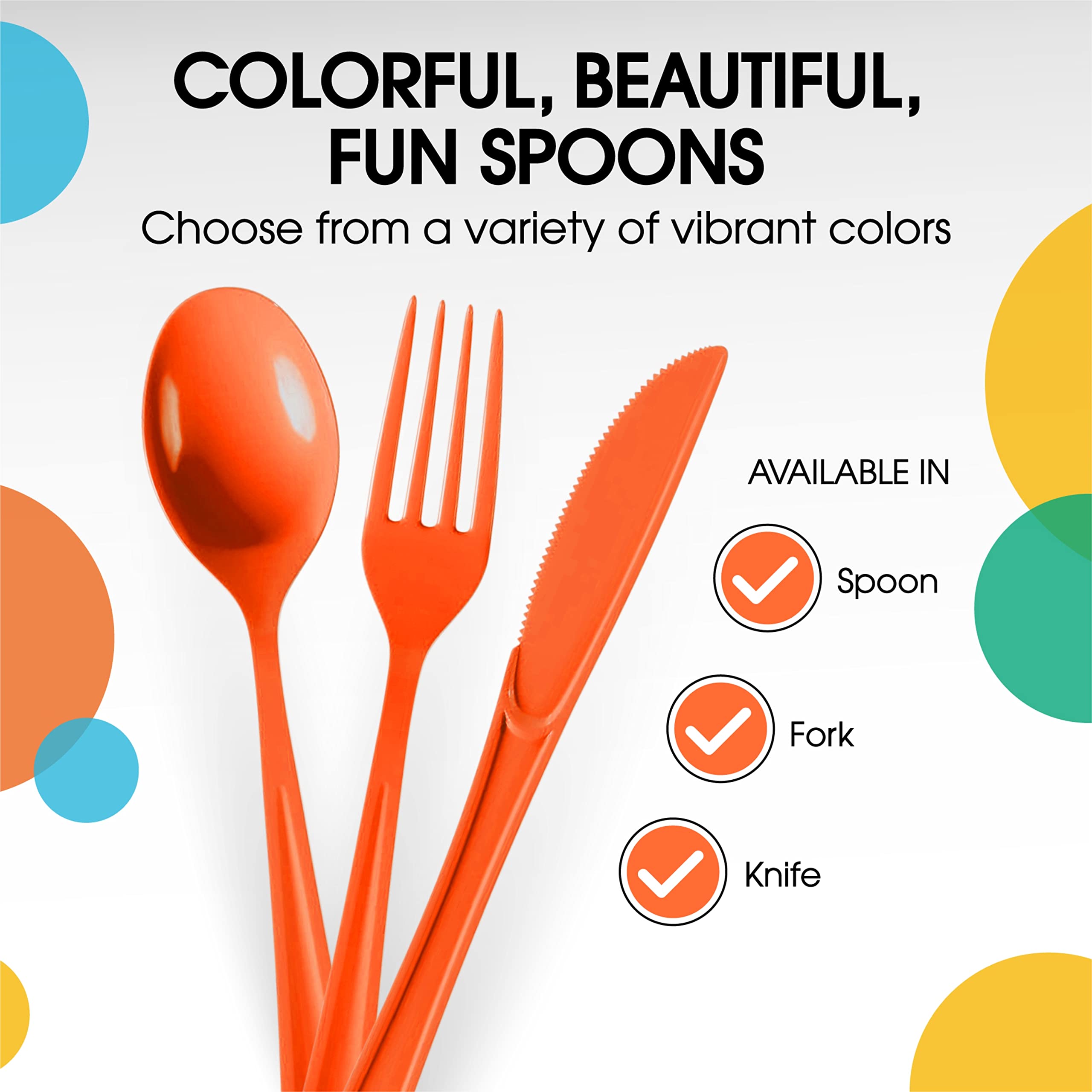 Heavy Duty Orange Plastic Spoons | 1200 Count