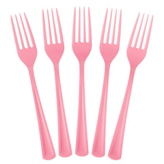 Heavy Duty Pink Plastic Forks | 100 Count