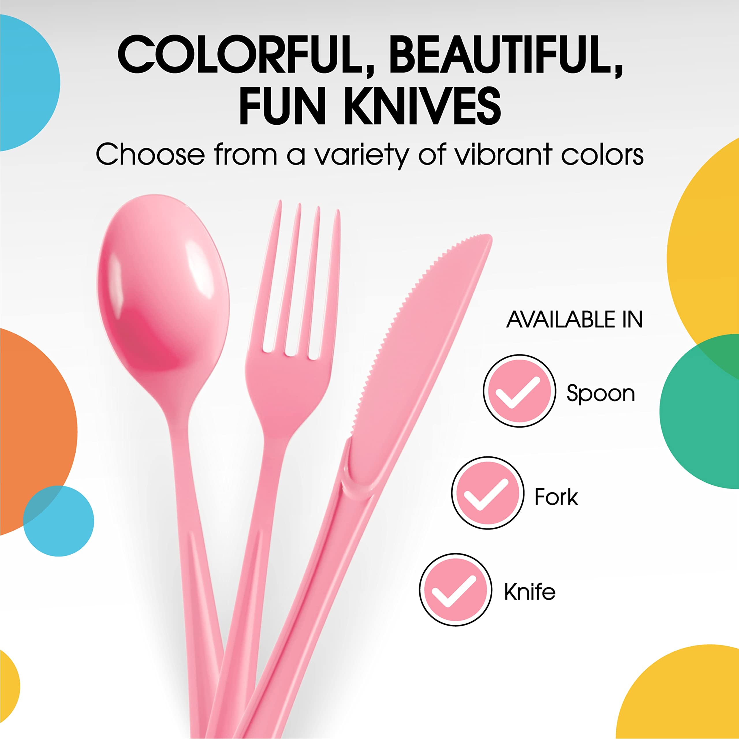 Heavy Duty Pink Plastic Knives | 100 Count