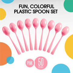 Heavy Duty Pink Plastic Spoons | 1200 Count