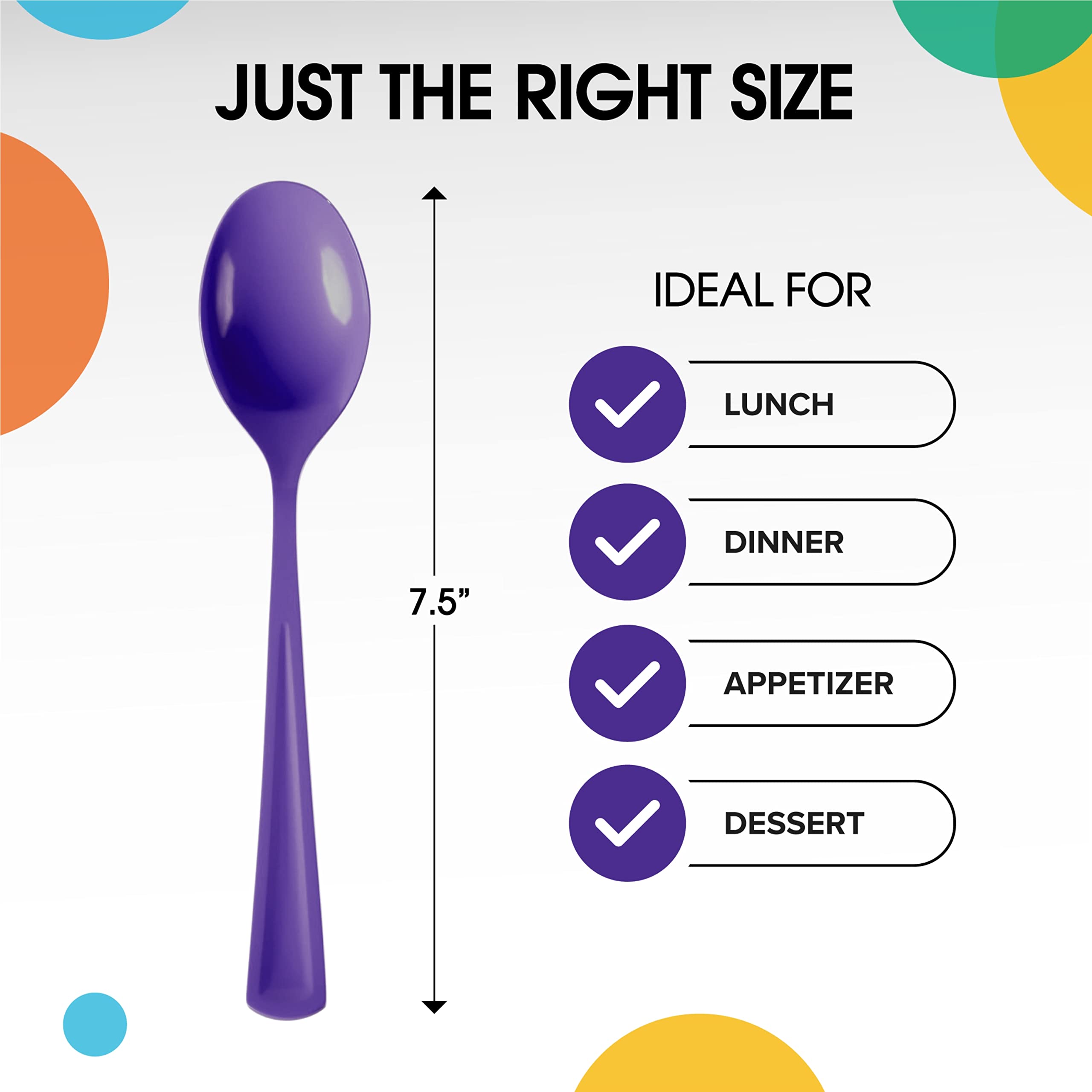 Heavy Duty Purple Plastic Spoons | 100 Count