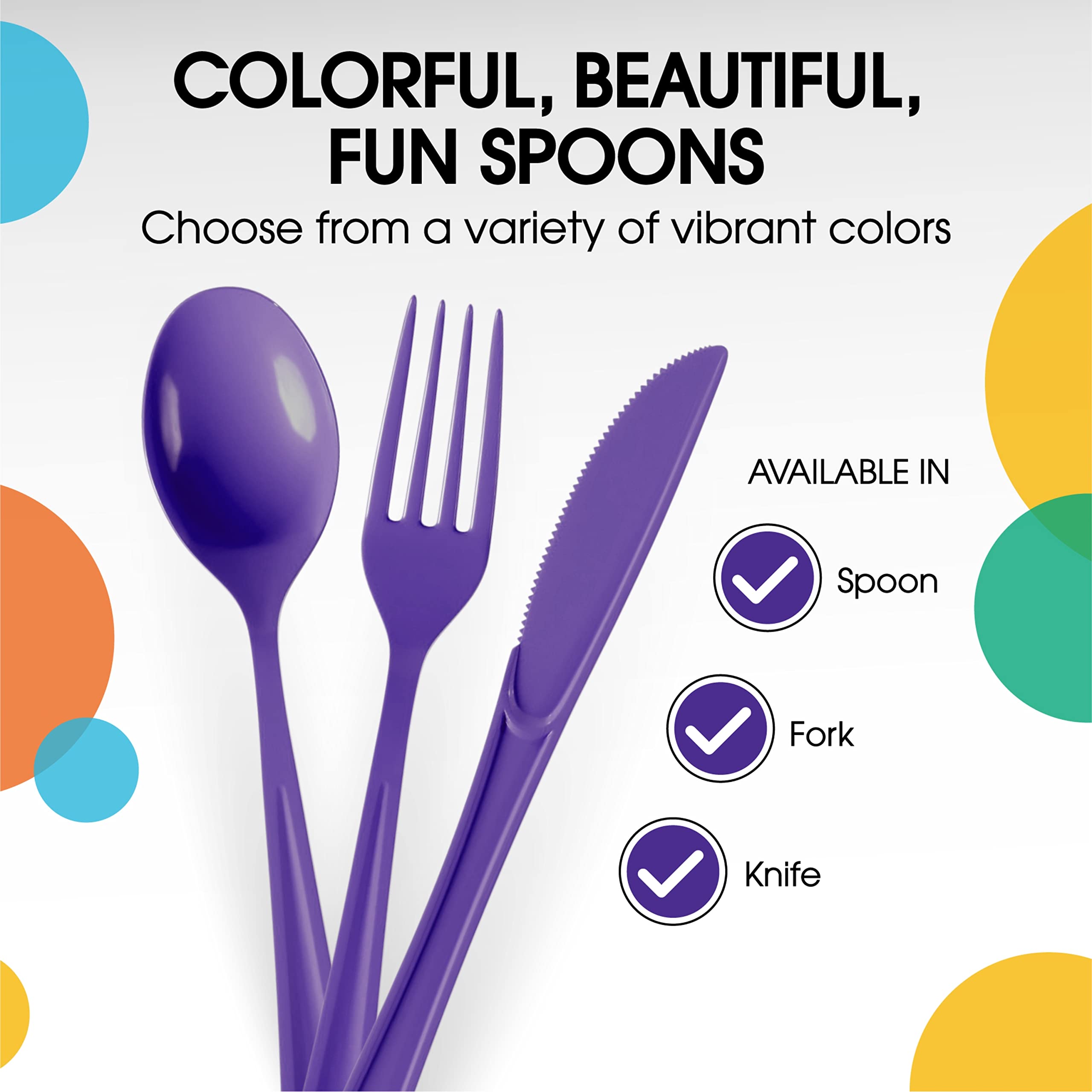 Heavy Duty Purple Plastic Spoons | 1200 Count