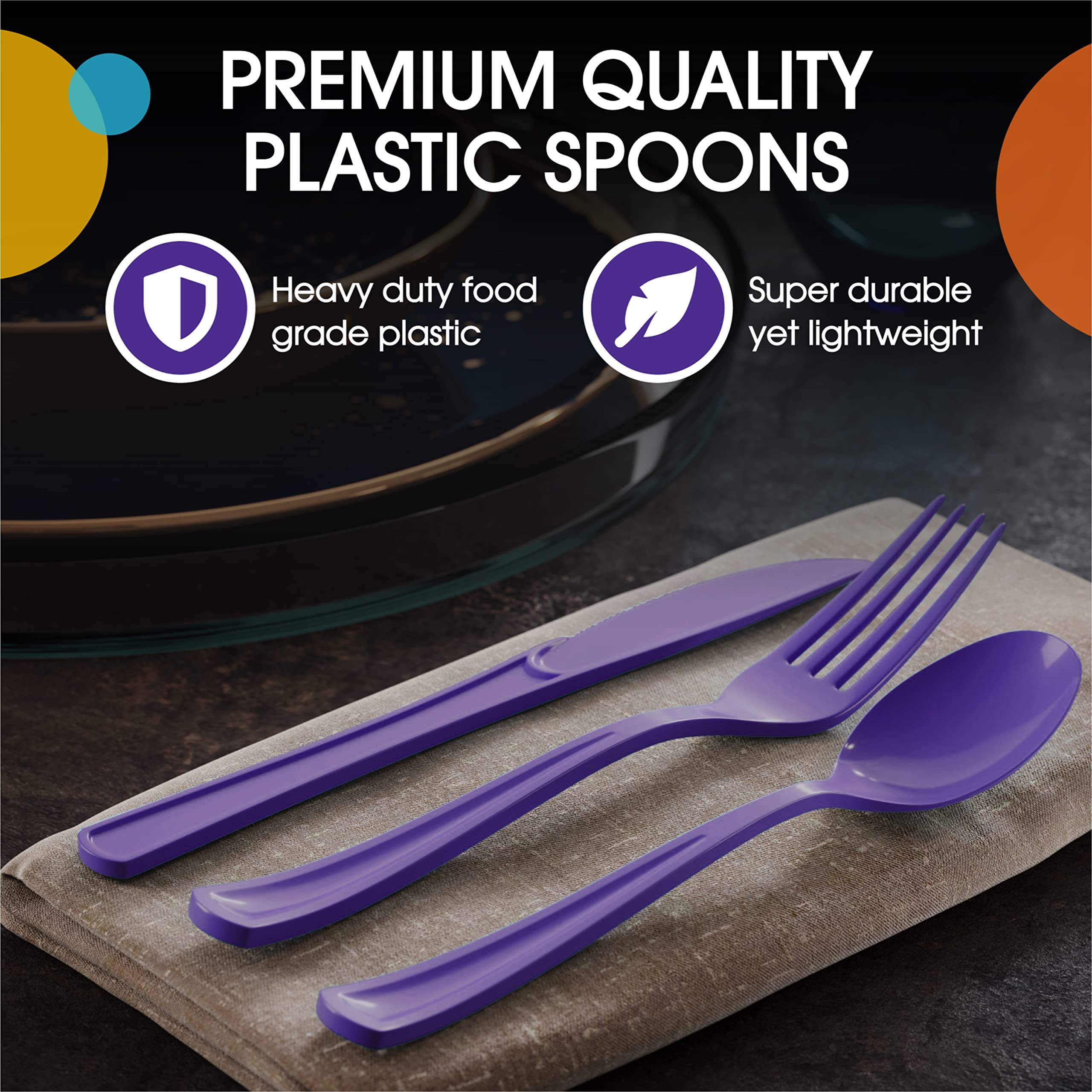 Heavy Duty Purple Plastic Spoons | 1200 Count