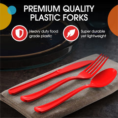 Red Cutlery Combo Set - 50 Forks 50 Spoons And 50 Knives