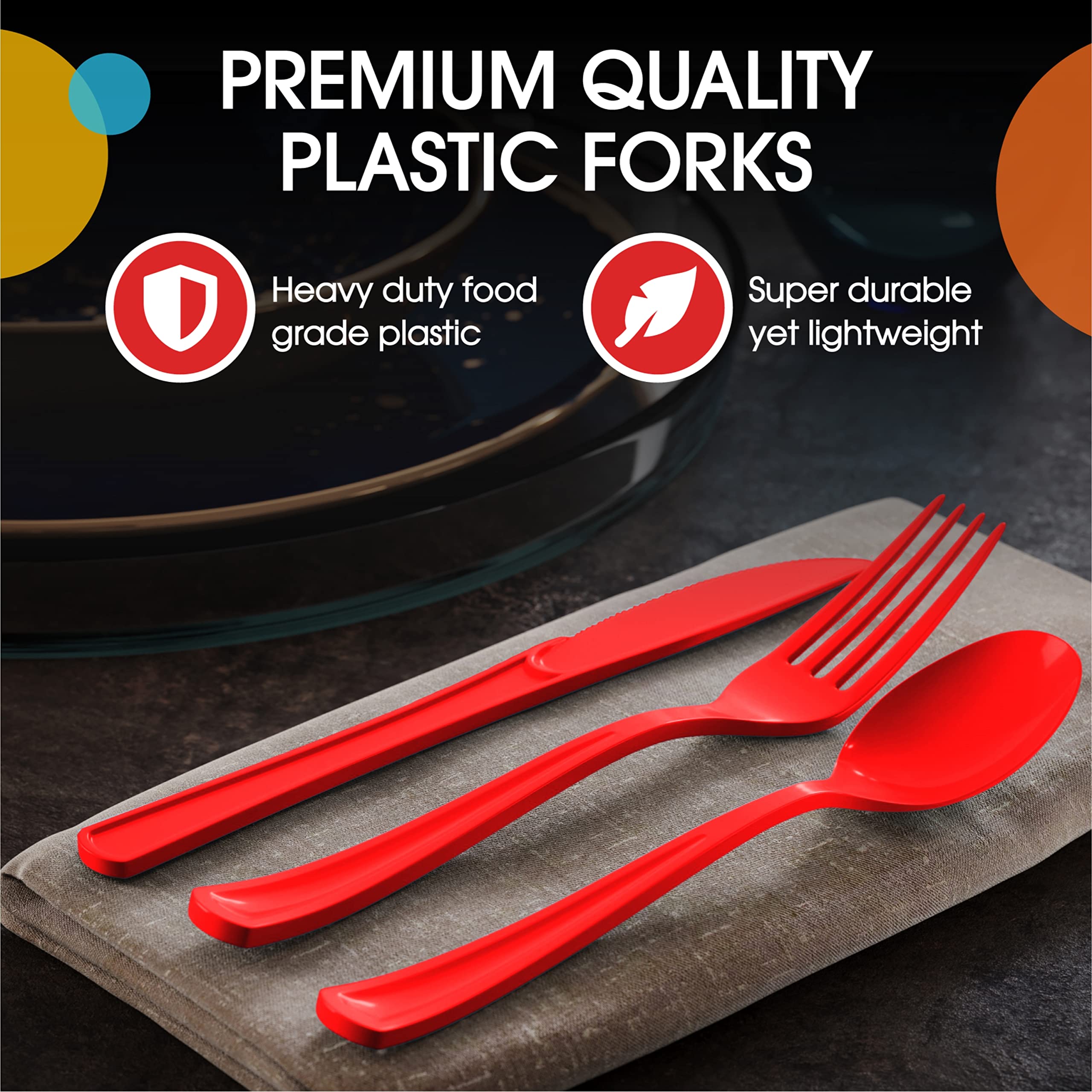 Heavy Duty Red Plastic Forks | 100 Count