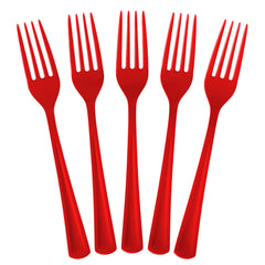 Heavy Duty Red Plastic Forks | 100 Count