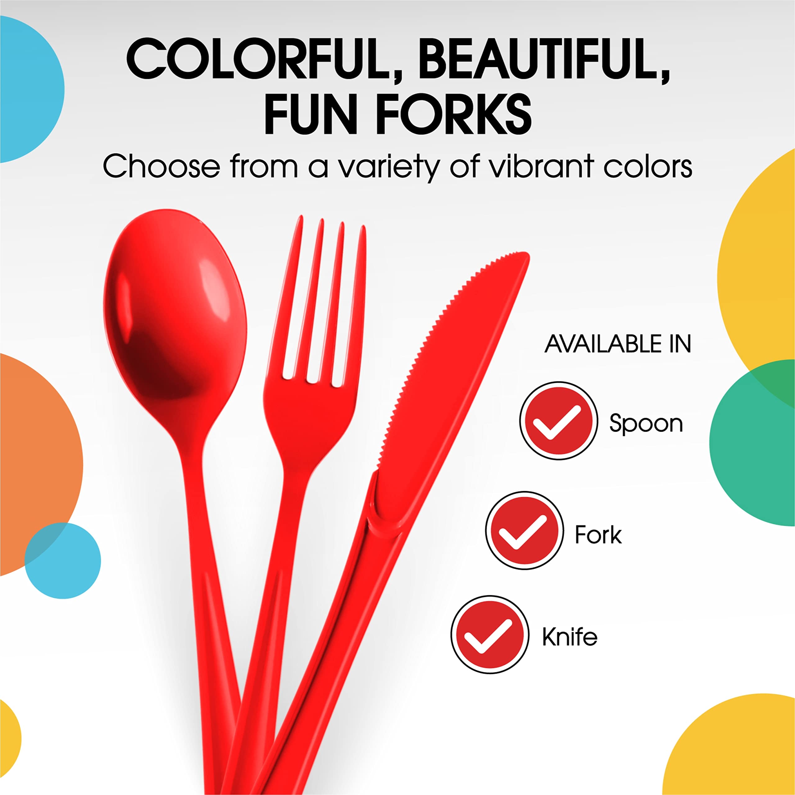 Heavy Duty Red Plastic Forks | 1200 Count