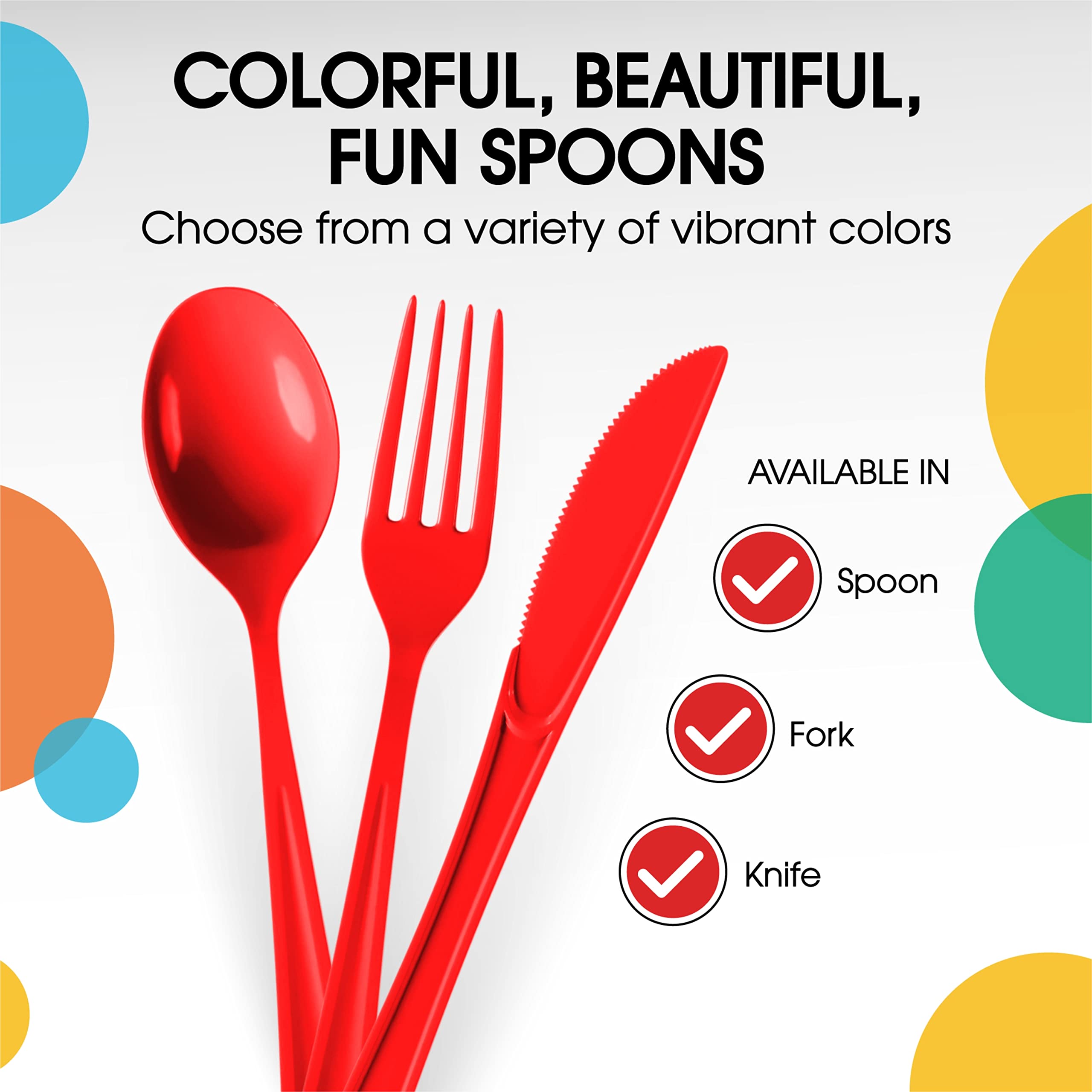 Heavy Duty Red Plastic Spoons | 1200 Count