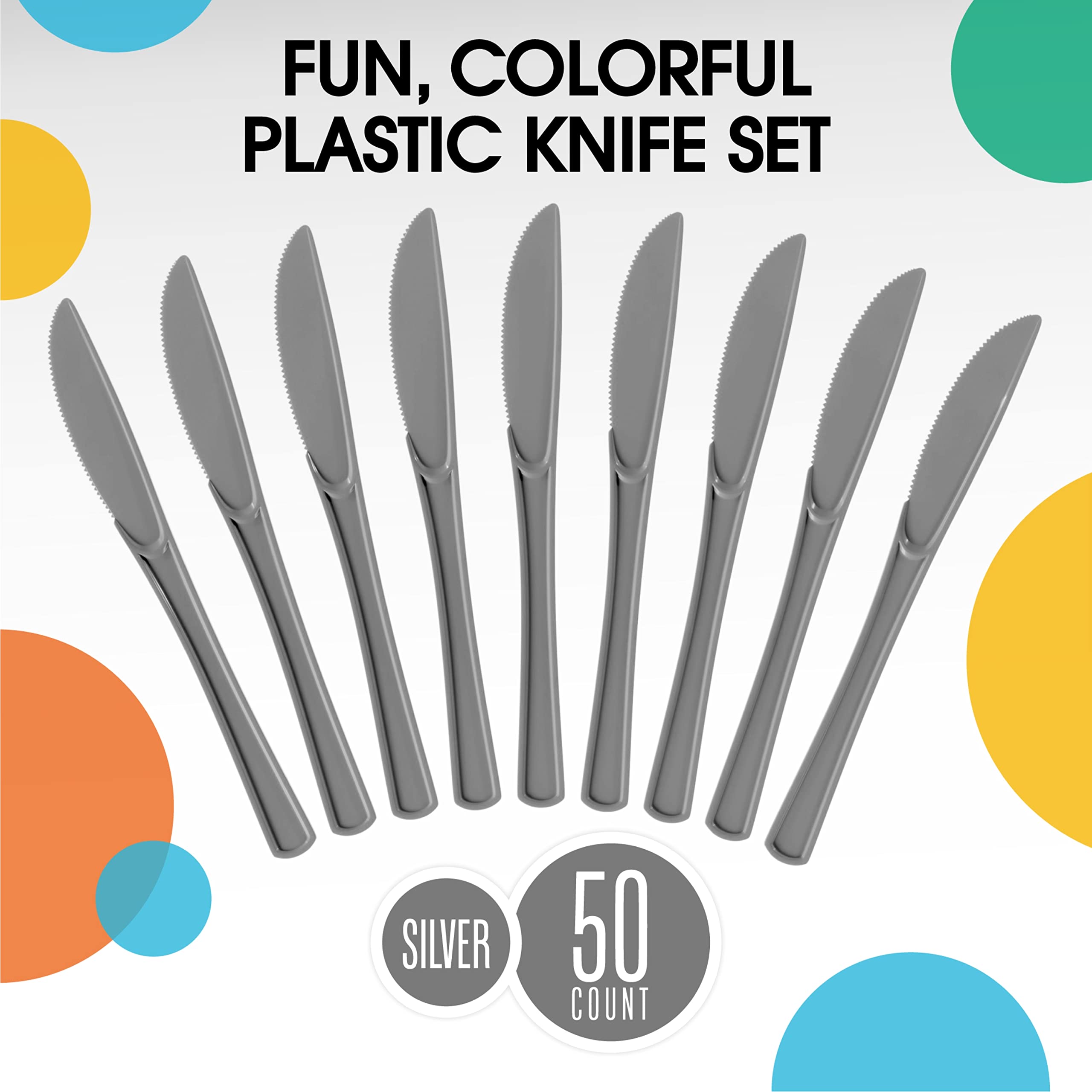 Heavy Duty Silver Plastic Knives | 1200 Count