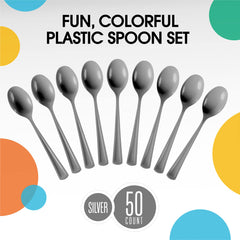 Heavy Duty Silver Plastic Spoons | 1200 Count