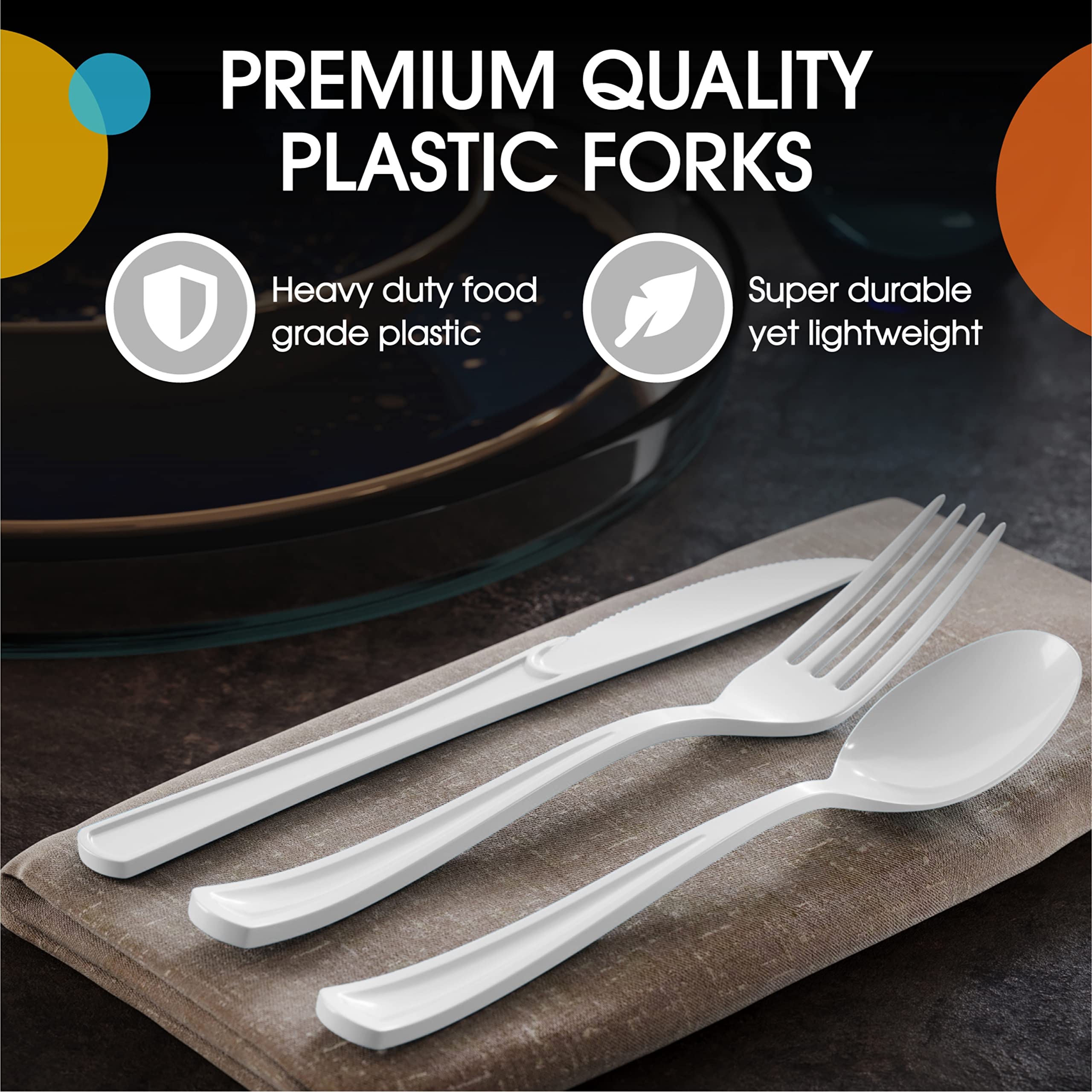 Heavy Duty White Plastic Forks | 1200 Count