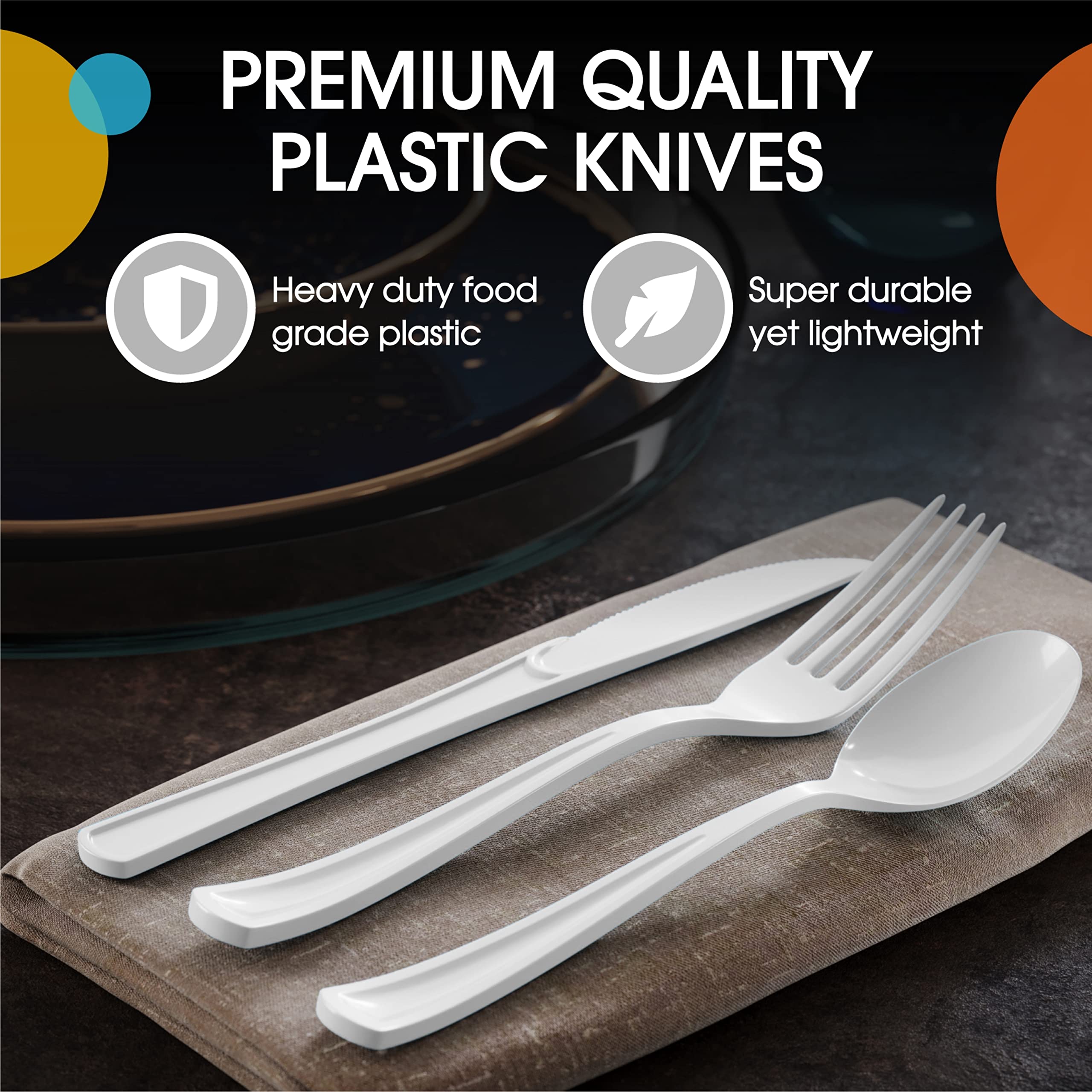 Heavy Duty White Plastic Knives | 1200 Count