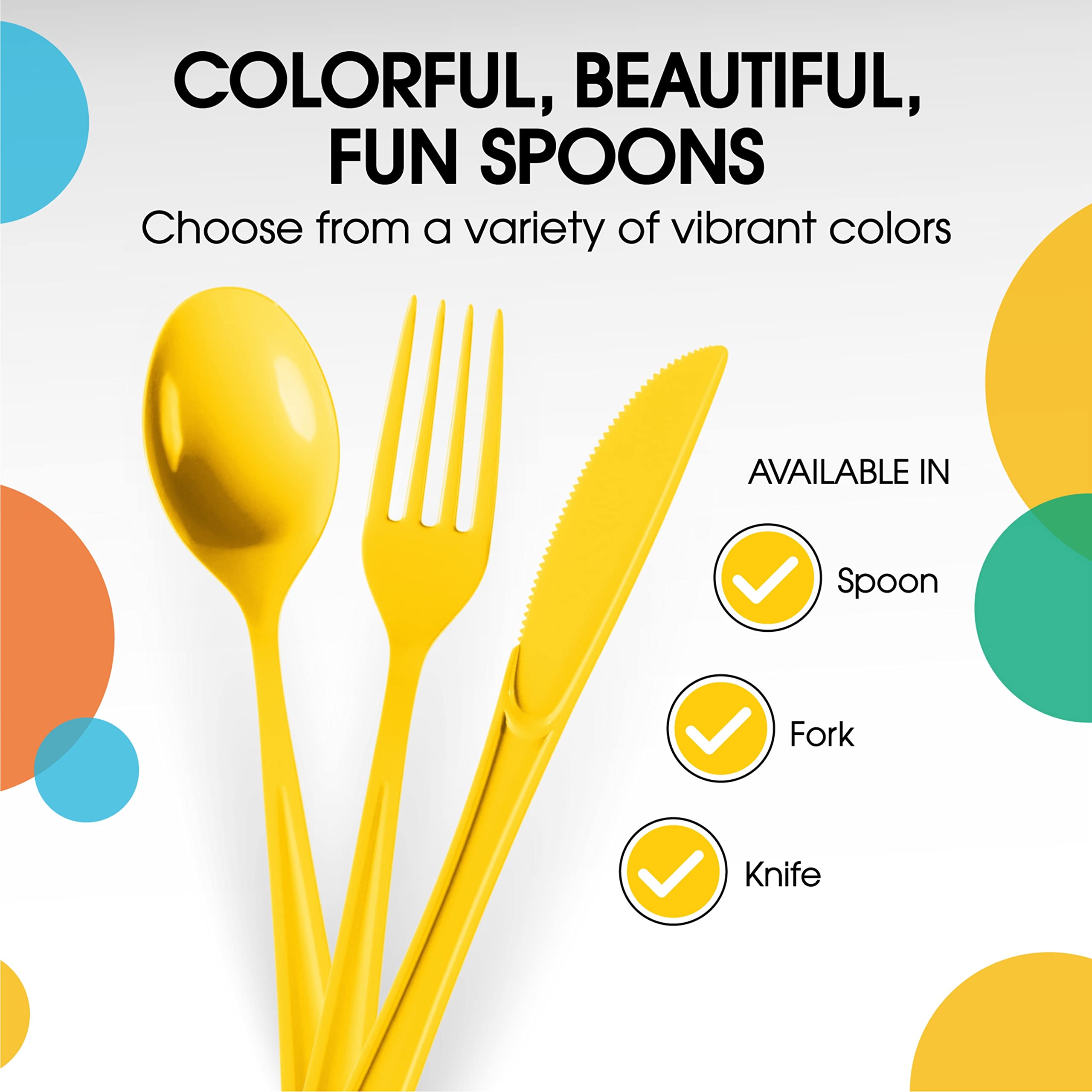 Heavy Duty Yellow Plastic Spoons | 100 Count