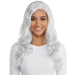 Silver Long Wavy Glam Wig, One Size