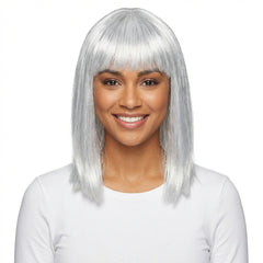 Bob Straight Hair Wig, Silver, One Size, Wearable Costume Accessory