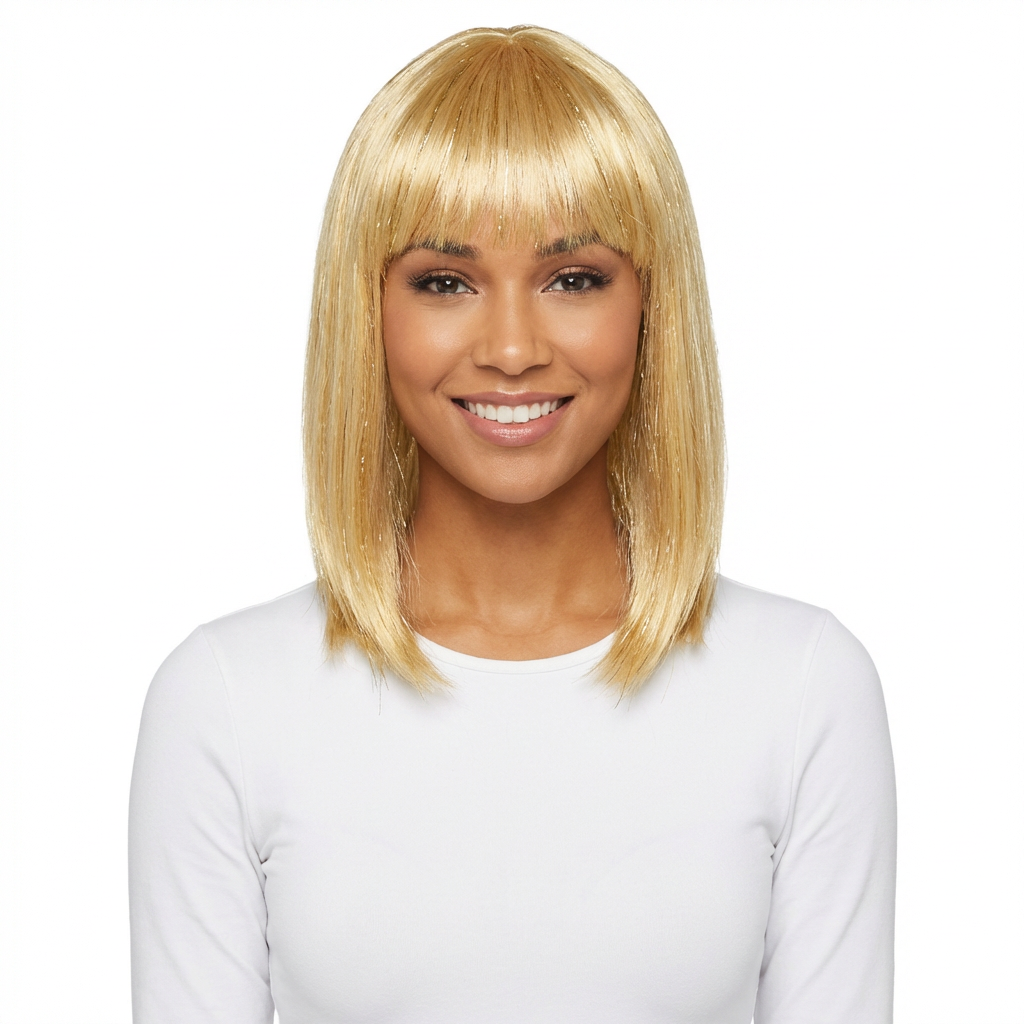 Bob Straight Hair Wig, Gold, One Size, Wearable Costume Accessory - Pack of 6
