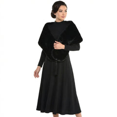 Fur Wrap Stole Wrap Shawl, Black, One Size, Wearable Costume Accessory - Case of 12