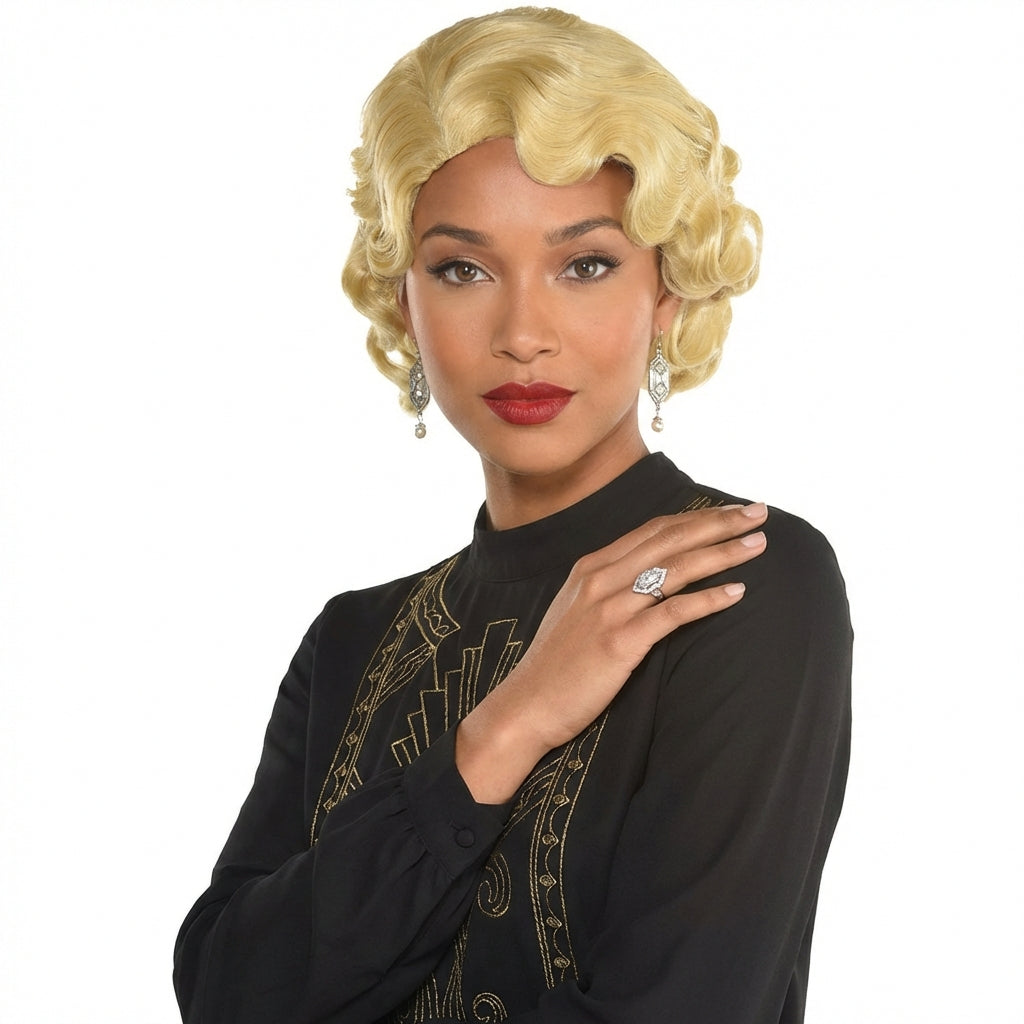 1920s Finger Wave Wig, Blonde, One Size