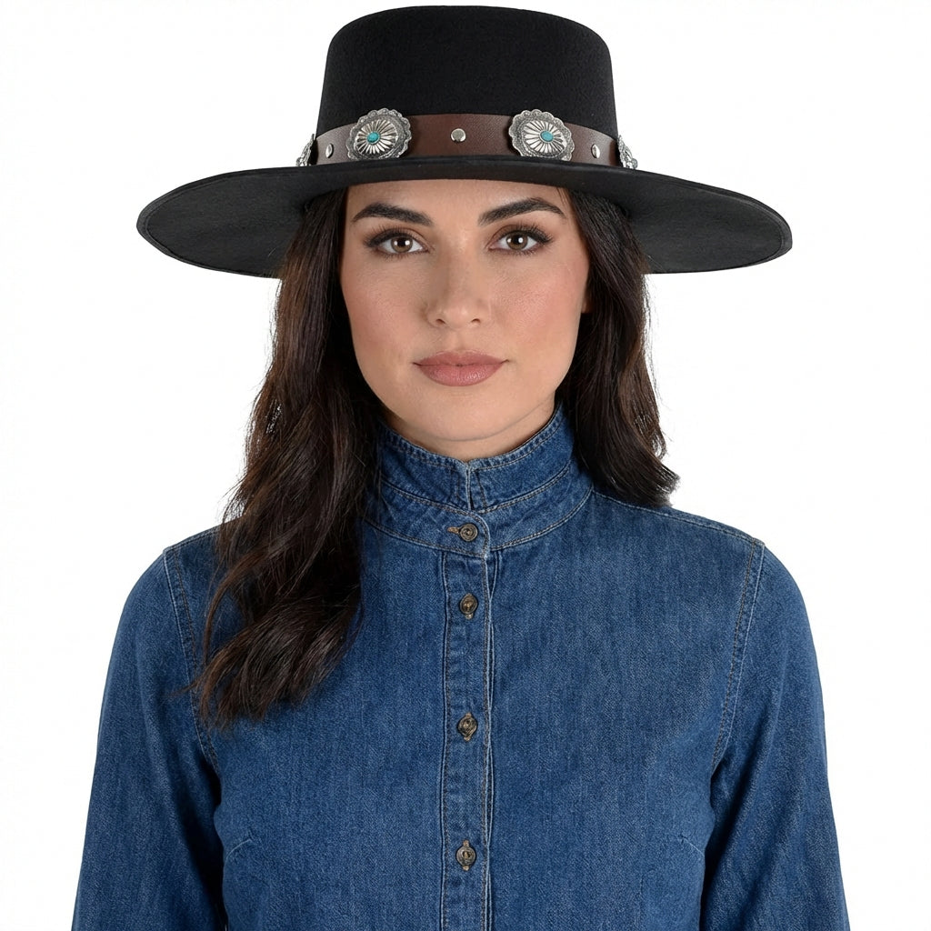 Women's Modern Western Cowboy Hat, Black - Case of 18