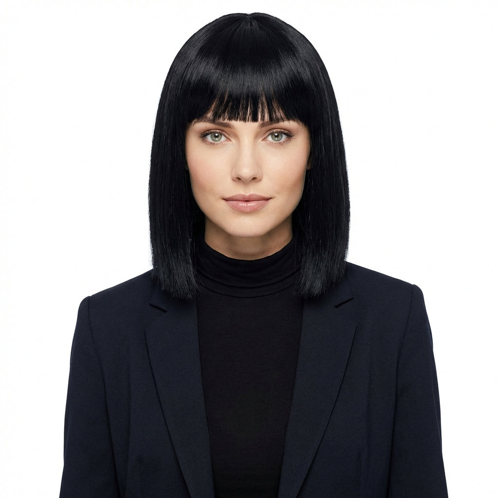 Sleek Blunt Bob Hair Wig - Black, One Size