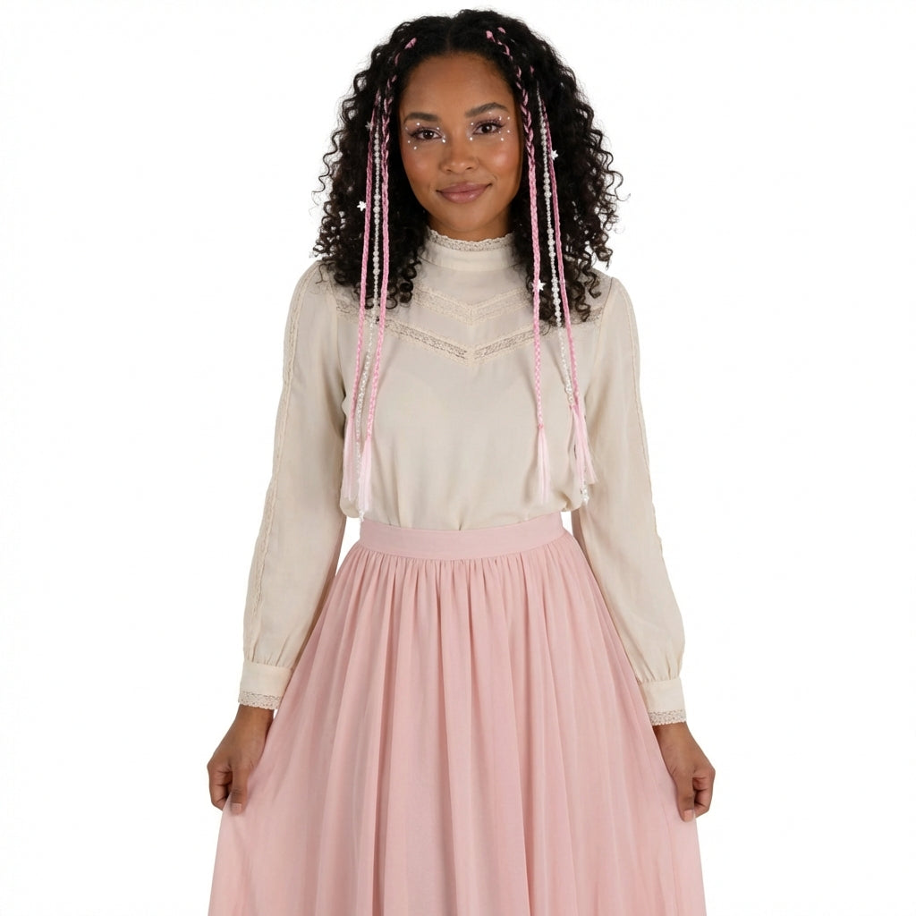 Magical Pink Pearl Hair Extensions, 2-pcs