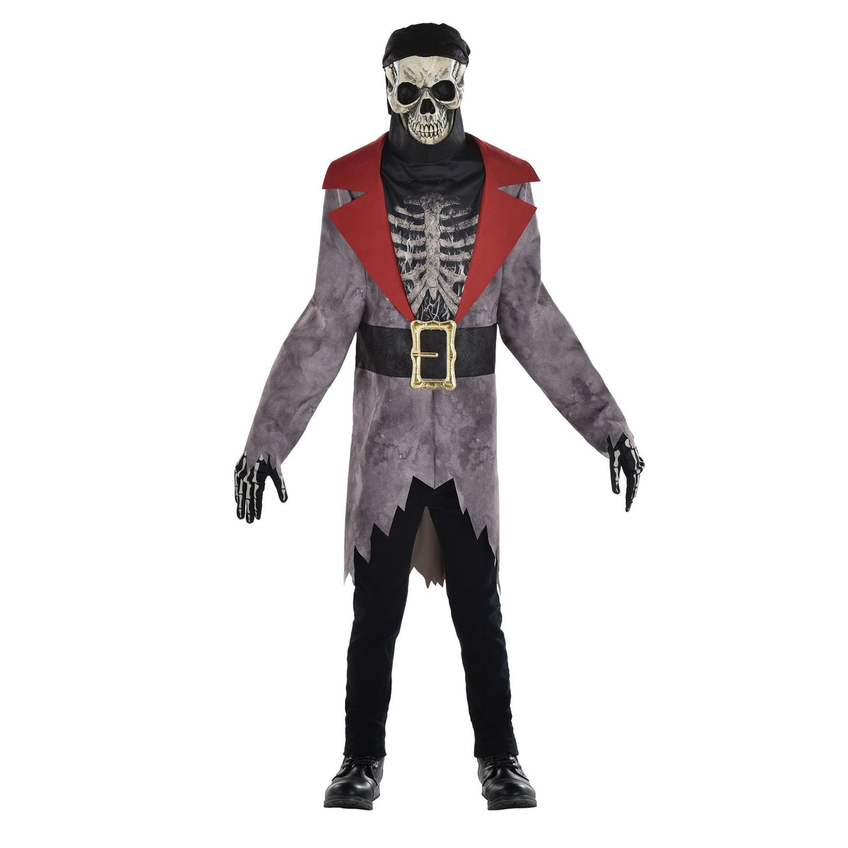 Kids' Skeleton Pirate Grey Outfit with Jacket/Mask/Gloves Costume, XL - Case of 2