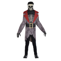 Kids' Skeleton Pirate Grey Outfit with Jacket/Mask/Gloves Costume, XL - Case of 2