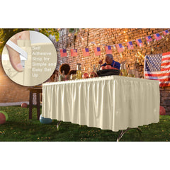 Ivory Plastic Table Skirt | 6 Pack