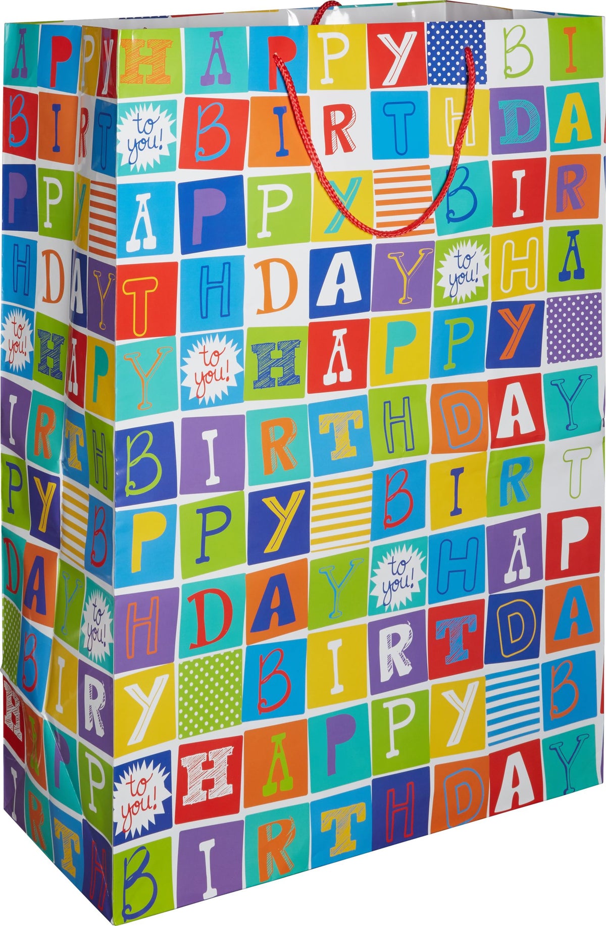 Happy Birthday Paper Gift Bag, Multi-Colored, 17-inch - Pack of 12