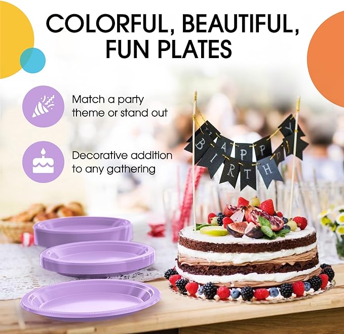 7 In. Lavender Plastic Plates | 100 Count