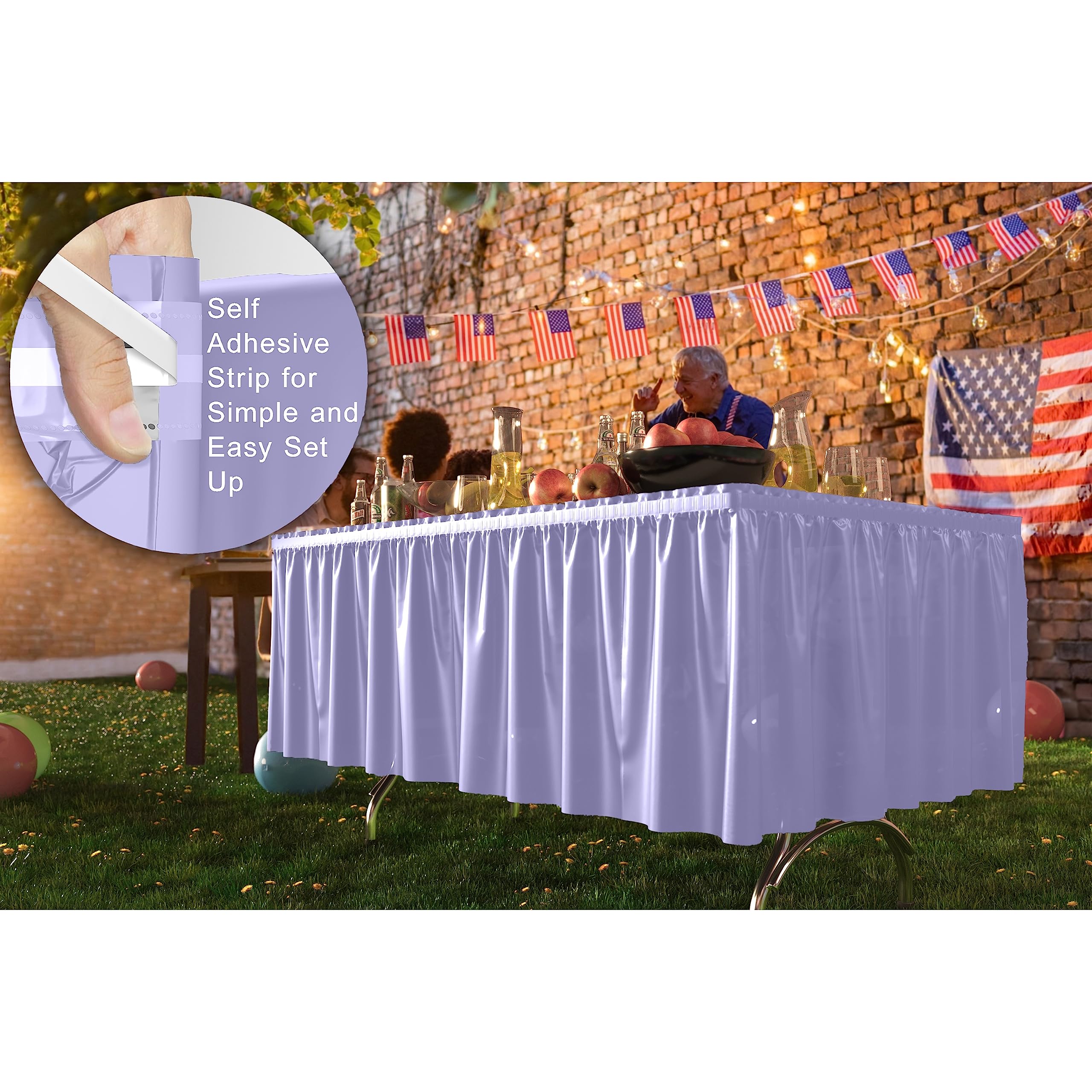 Lavender Plastic Table Skirt | 6 Pack