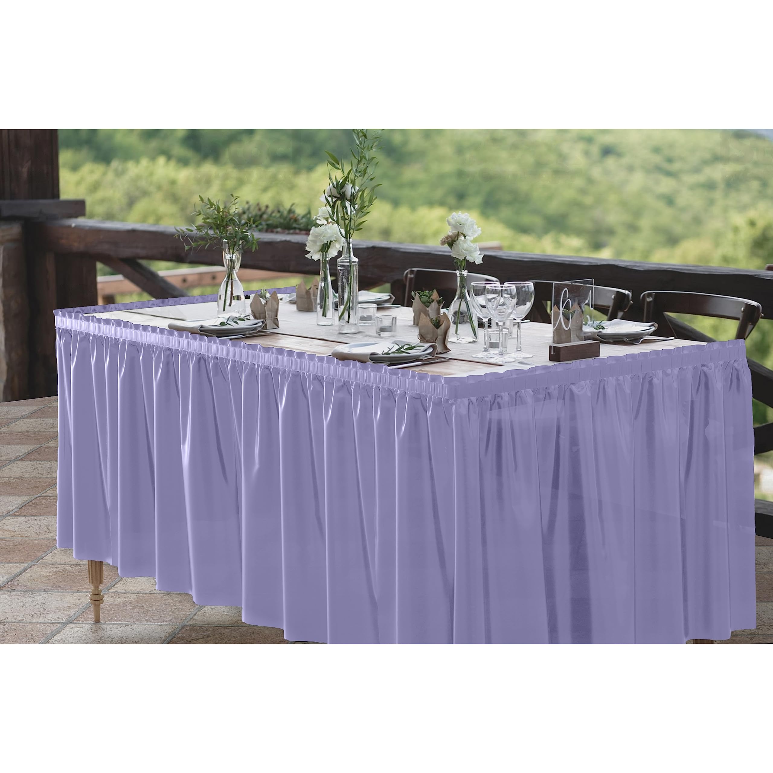 Lavender Plastic Table Skirt | 6 Pack