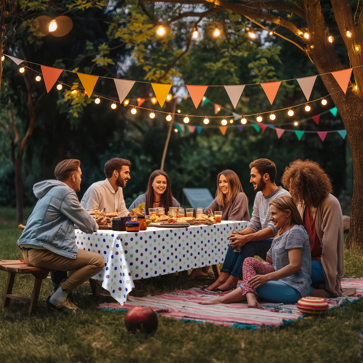 Multi Colored Polka Dot Table Cover | 12 Pack