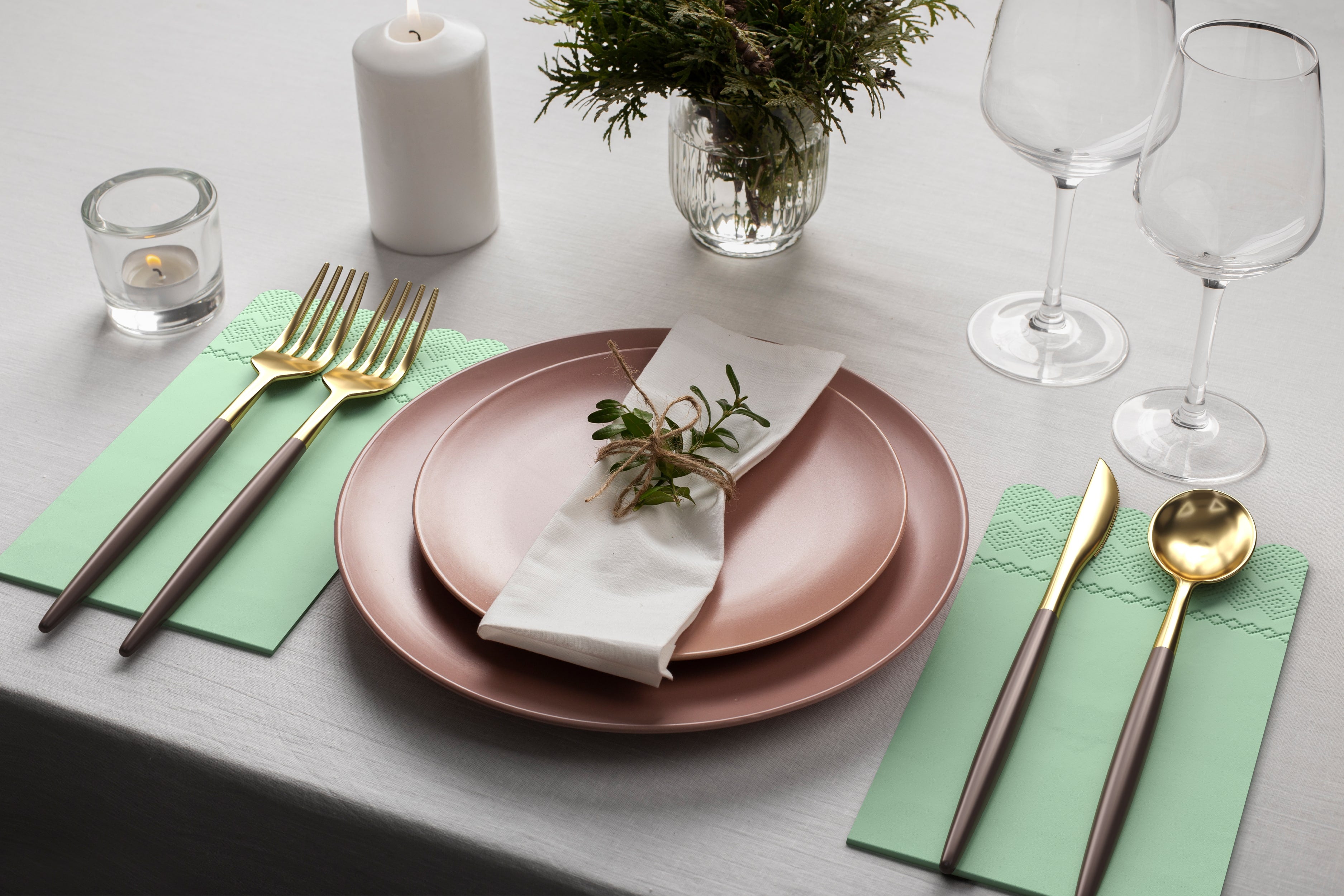 3 Ply Pistachio Green Scalloped Dinner Napkins | 100 Count