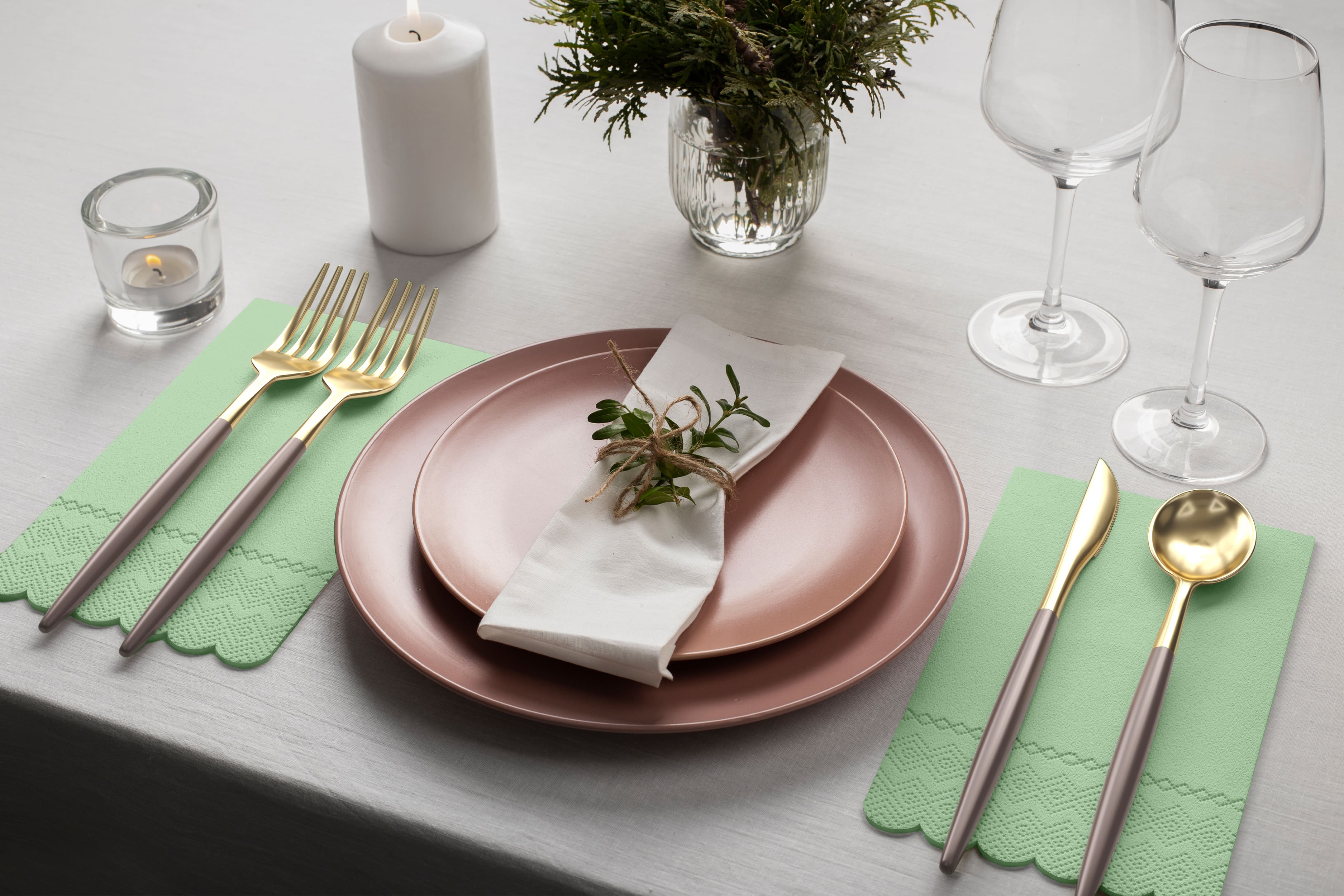 3 Ply Pistachio Green Scalloped Dinner Napkins | 800 Count