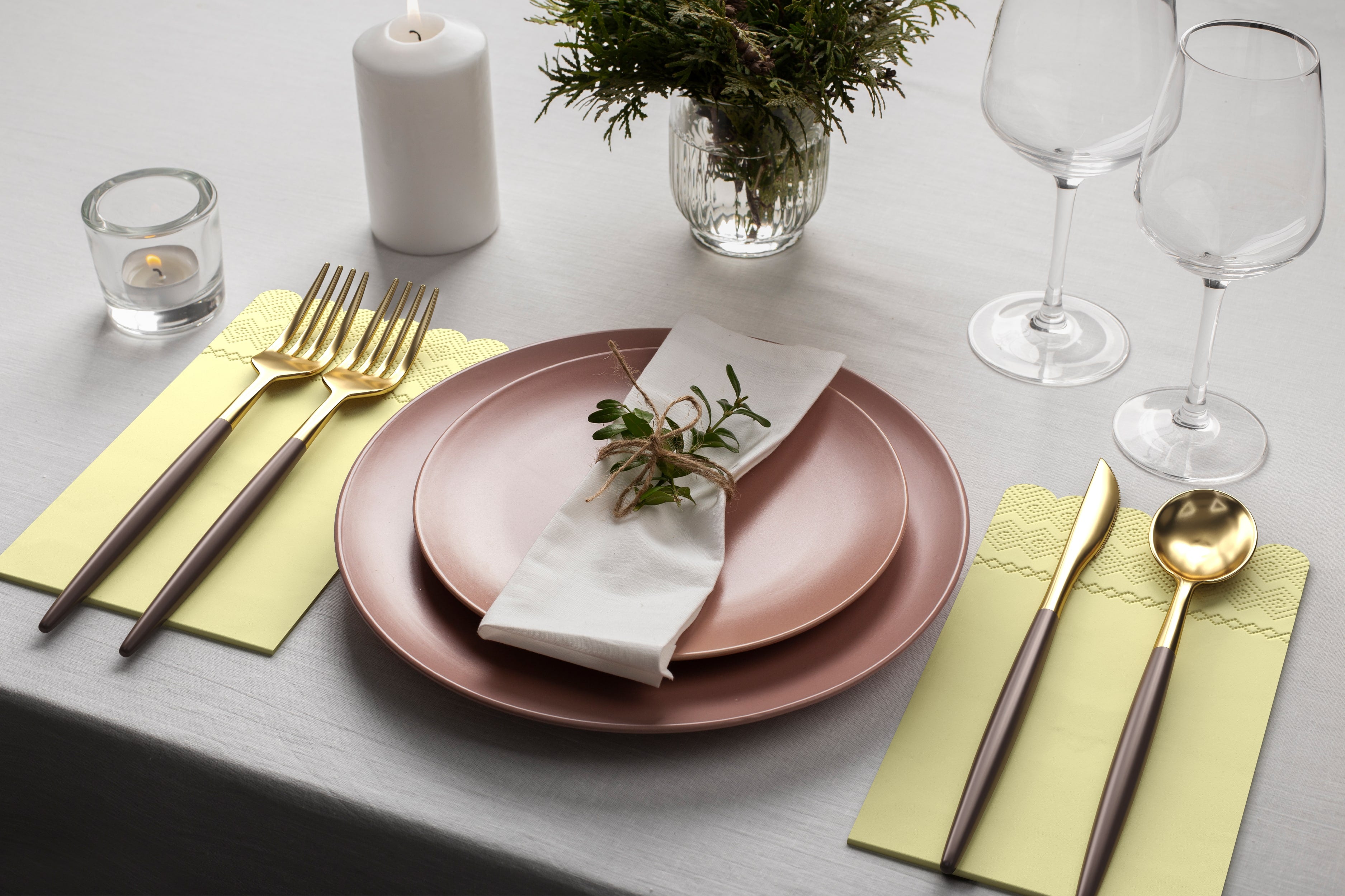 3 Ply Buttercup Yellow Scalloped Dinner Napkins | 100 Count