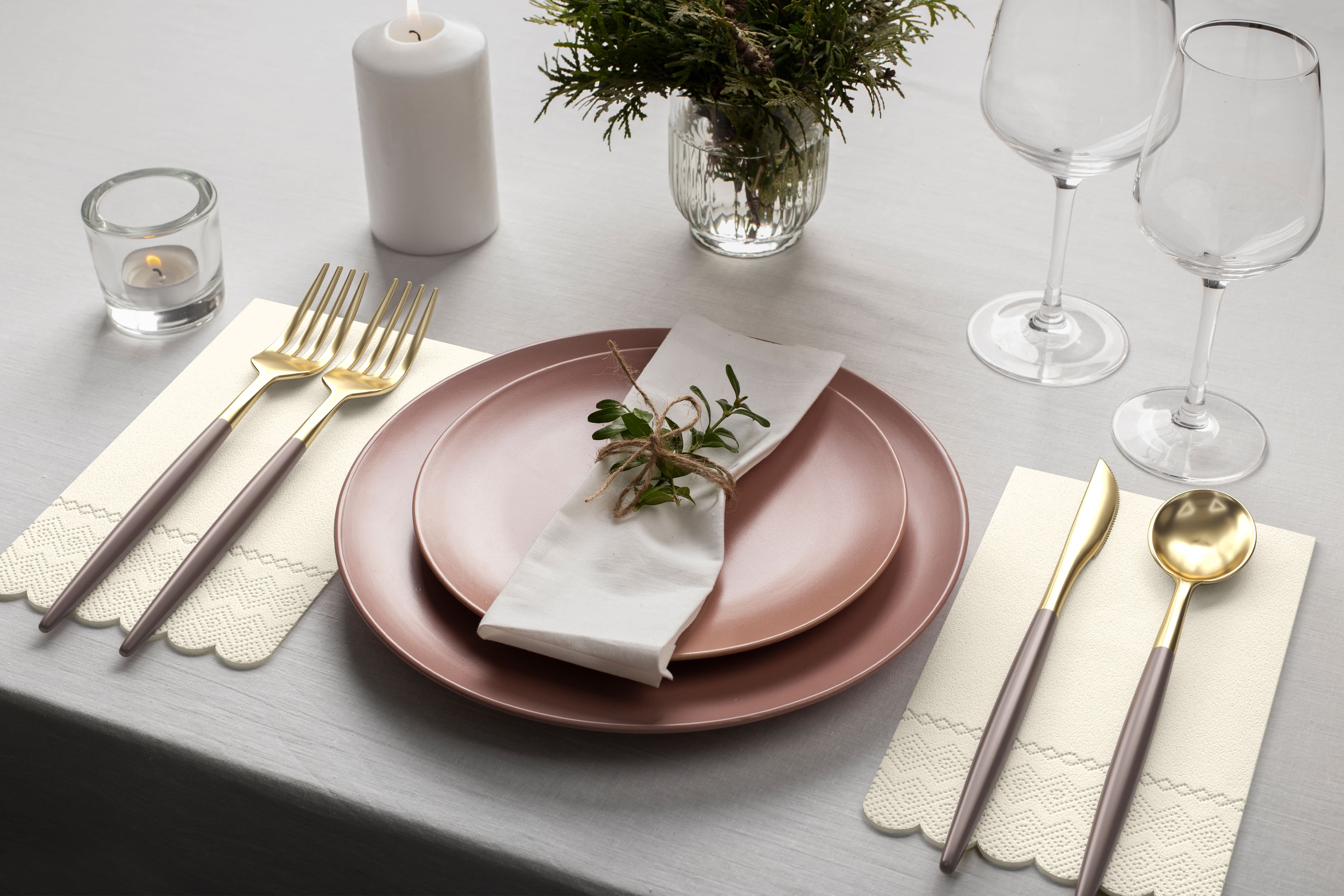 3 Ply Ivory Scalloped Dinner Napkins | 100 Count