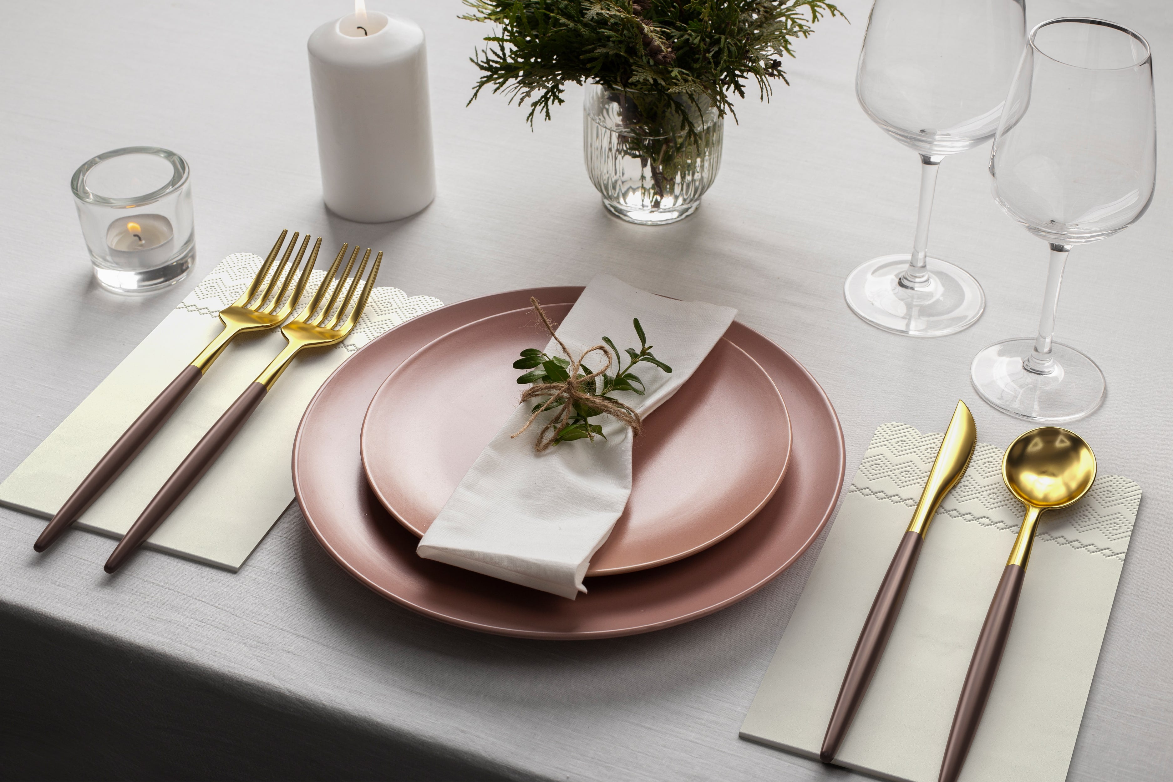 3 Ply Ivory Scalloped Dinner Napkins | 100 Count