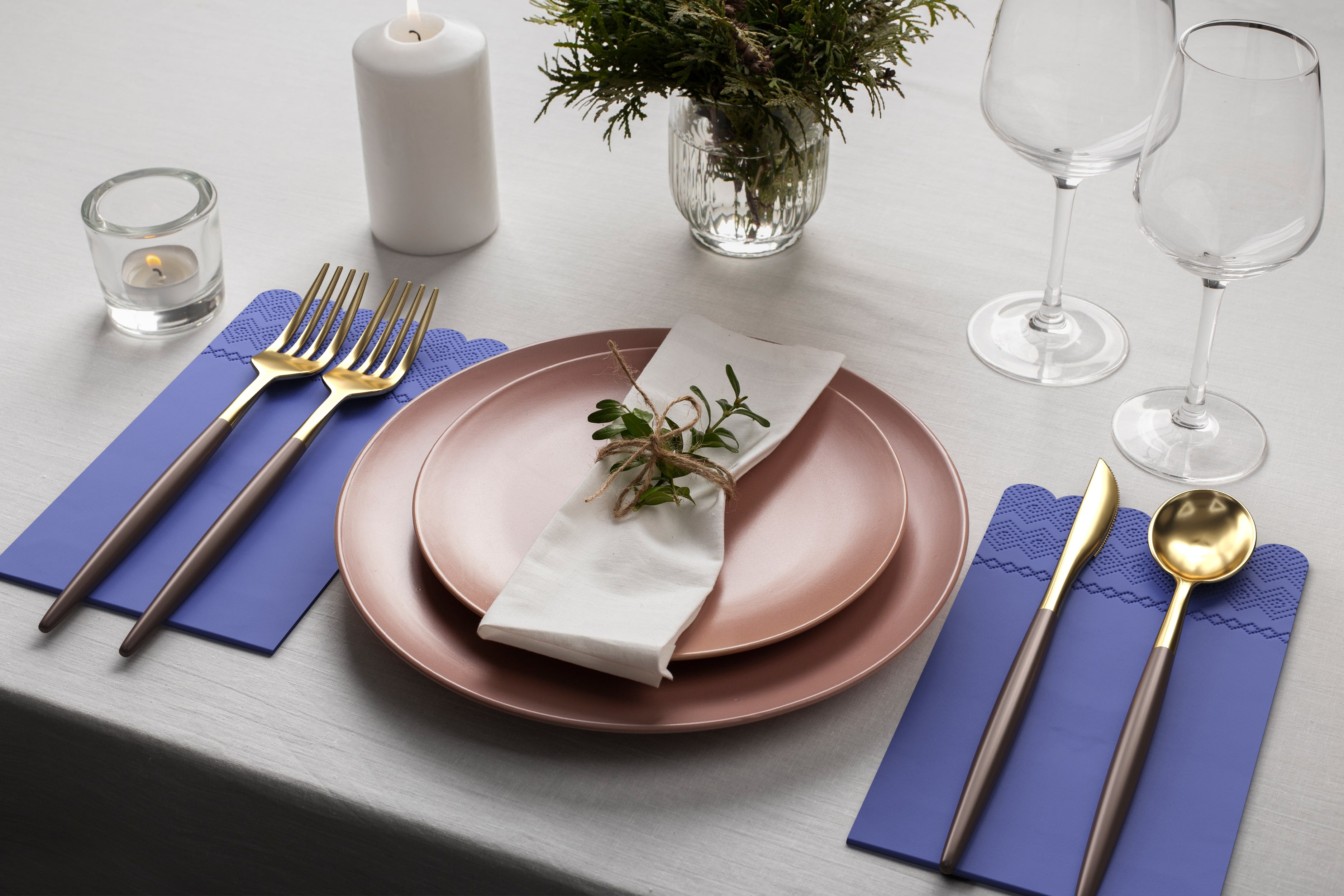 3 Ply Periwinkle Scalloped Dinner Napkins | 100 Count