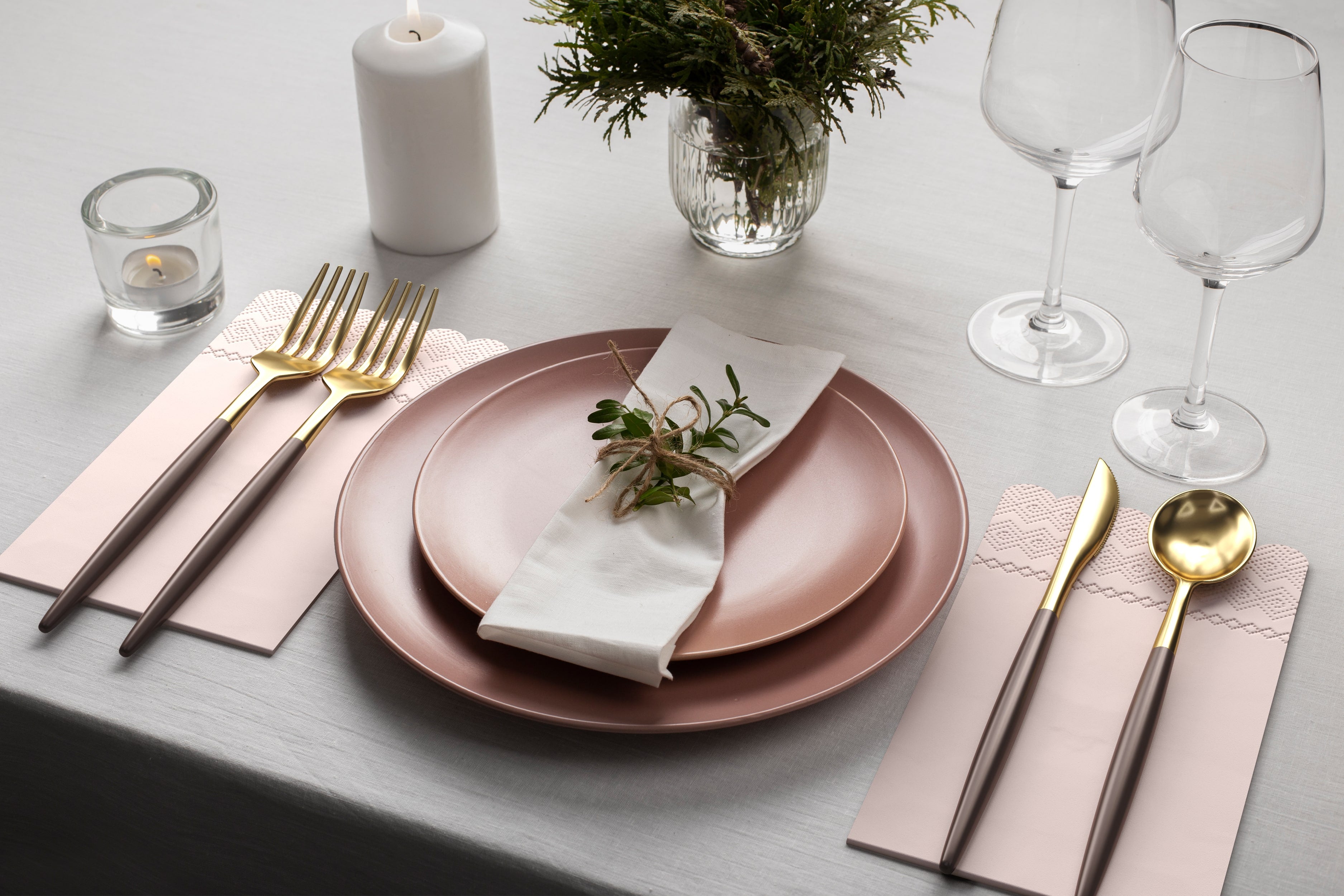 3 Ply Pink Peach Scalloped Dinner Napkins | 100 Count