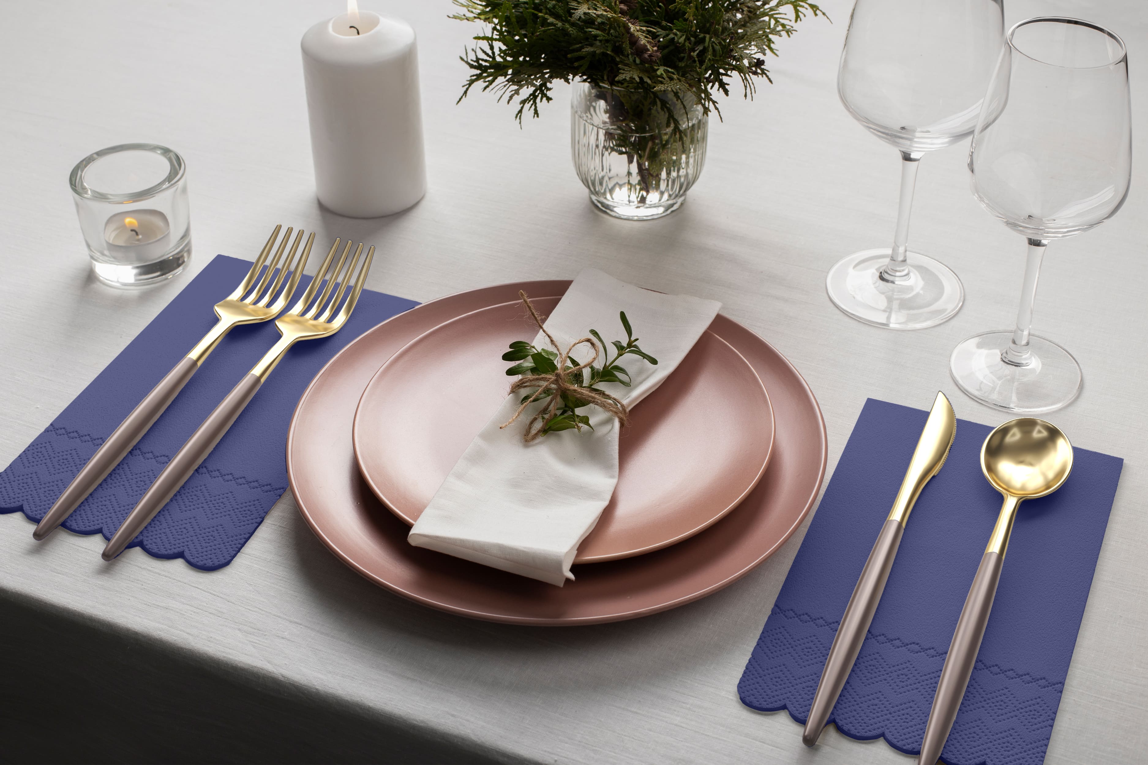 3 Ply Periwinkle Scalloped Dinner Napkins | 800 Count