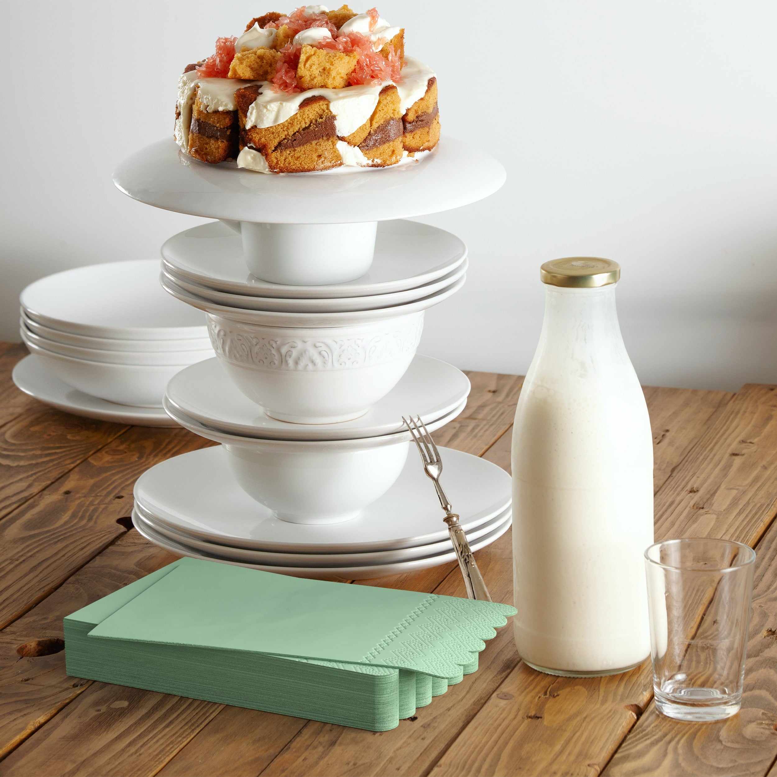 3 Ply Pistachio Green Scalloped Dinner Napkins | 100 Count