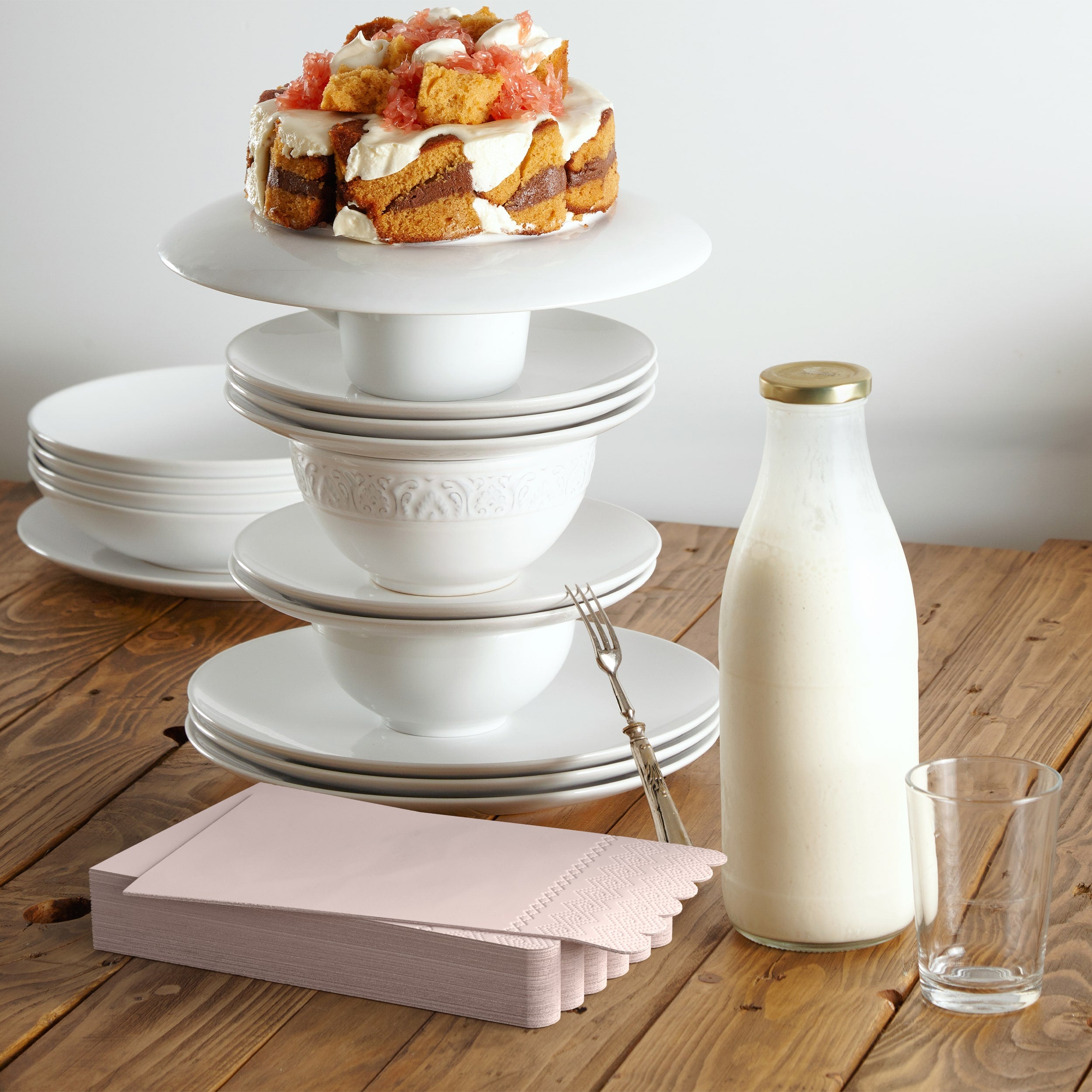 3 Ply Pink Peach Scalloped Dinner Napkins | 100 Count