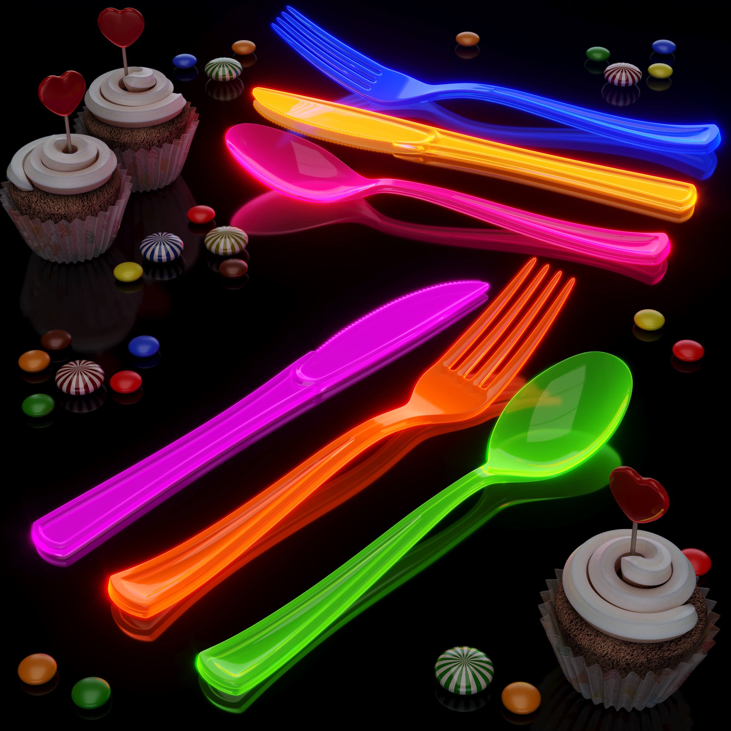 Heavy Duty Neon Plastic Spoons | 1440 Count