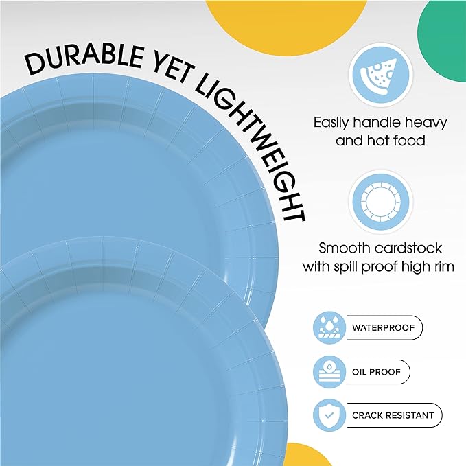 7 In. Light Blue Paper Plates | 500 Count