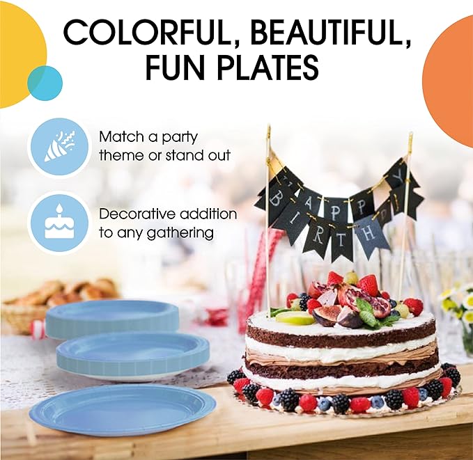 7 In. Light Blue Paper Plates | 500 Count