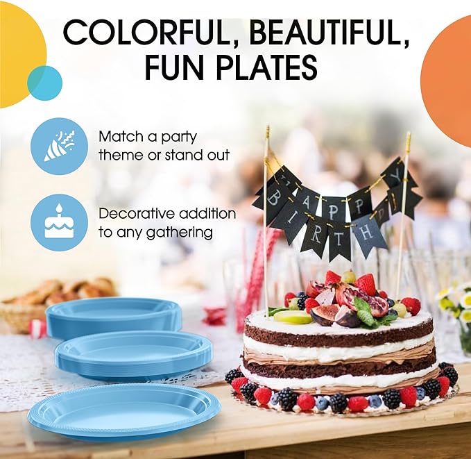 7 In. | Light Blue Plastic Plates | 600 Count